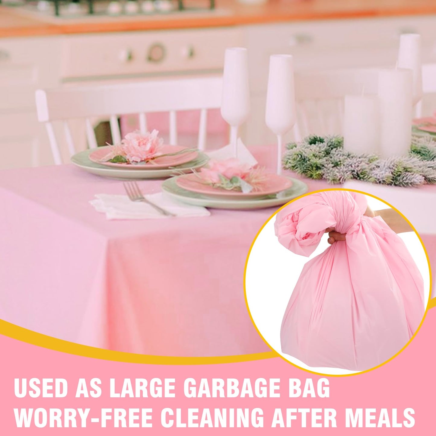 RowinsyDD 30 Pack Pink Plastic Table Cloths Disposable, 54 x 108 Inches Plastic Table Cover for Rectangle Tables, Disposable Tablecloth for Dinning, Parties, BBQ, Wedding, Outdoor