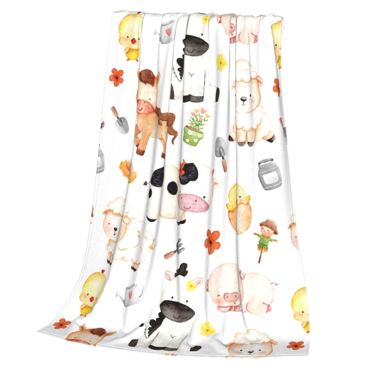 Farm Animal Throw Blanket Cozy Fluffy Plush Blanket Soft Flannel Throw Blanket for Kids Men Women Gift Sofa Bed Couch 50"x40" Christmas