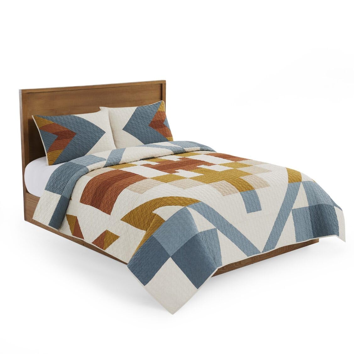 Pendleton King Quilt Set – 100% Cotton 3 Piece Quilt Set with Shams, Soft Lightweight Bedding for King Size Bed, Silver Blue Patterned Comforter Alternative, King Bedding Set (Carico Lake)