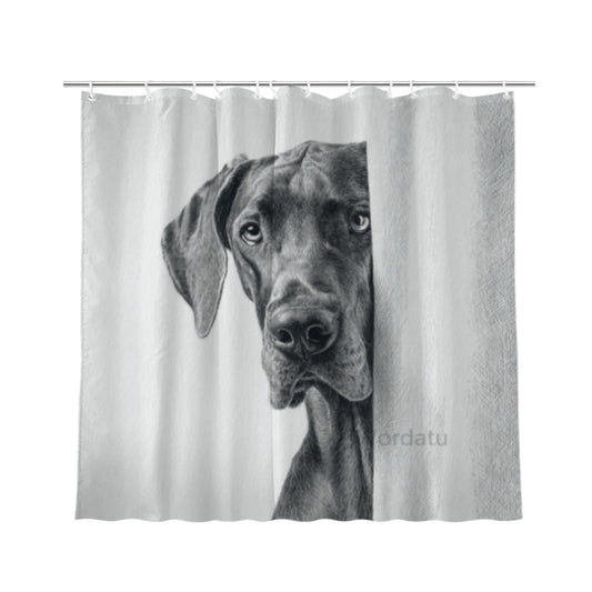 Wordatu Great Dane Shower Curtain Bathroom Set 72x72 Inches Taking a Bubble Bath Animal Bath Animal Pet Dog Art Home Decor 12 Hooks