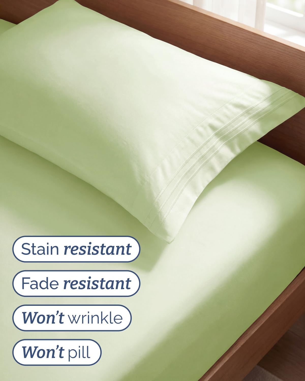 Twin Size 3 Piece Sheet Set - Comfy Breathable & Cooling Sheets - Hotel Luxury Bed Sheets for Women & Men - Deep Pockets, Easy-Fit, Soft & Wrinkle Free Sheets - Light Sage Green Oeko-Tex Bed Sheet Set