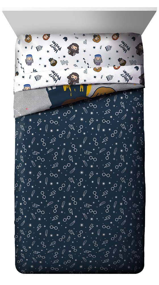 Jay Franco Harry Potter Charms 5 Piece Twin Bed Set - Bedding Features Harry, Ron, Hermoine, & Luna - (Official Harry Potter Product)