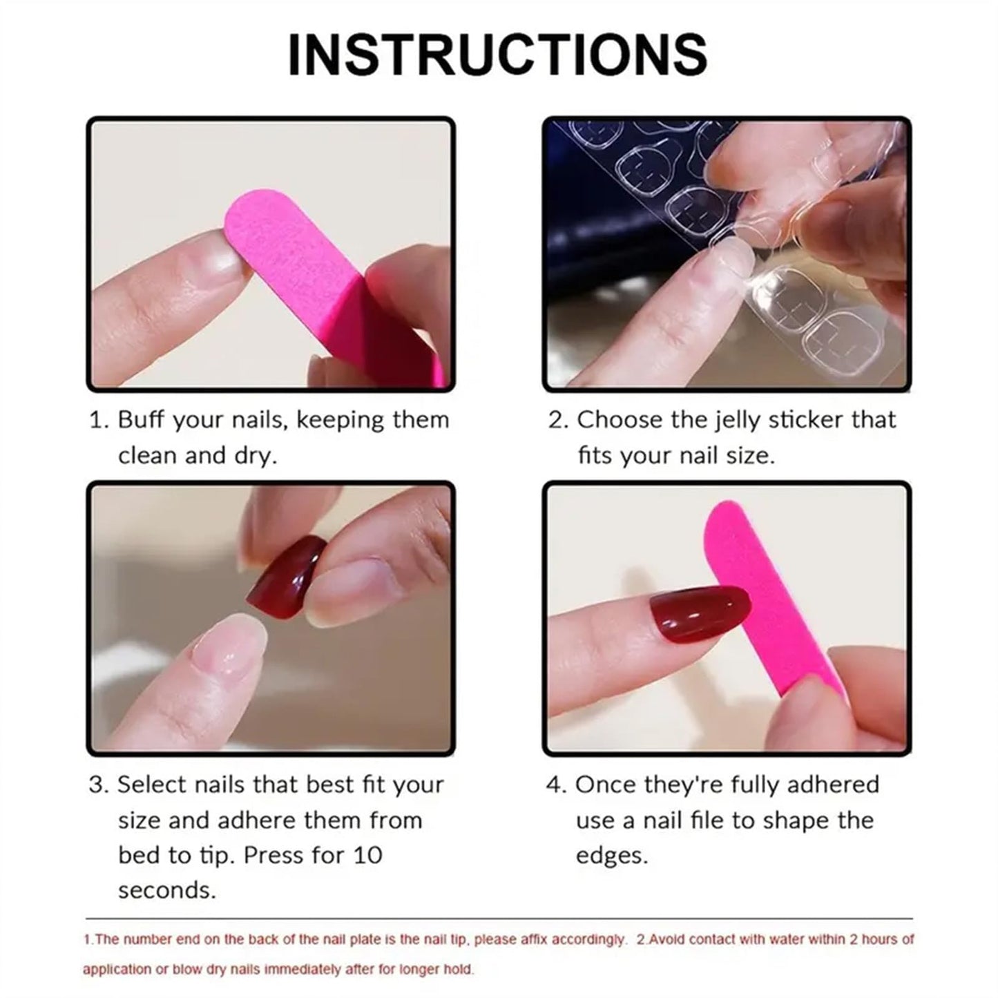 TOGZOM White Press on Nails Short Square With Designs - Glossy False Acrylic Nails, Solid Color Rhinestones, Glue on Full Set - Pink Stick on for Women Girls 24 Pcs