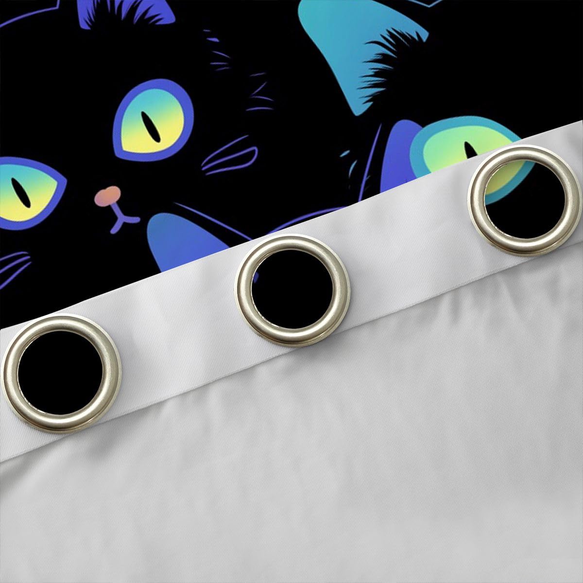 Feelyou Cartoon Cat Curtain for Bedroom Children Pet Cats Darkening Window Dreapes Cute Kitten Neon Light Blackout Curtains() Decor 3D Animal Cat Lover's Window Treatments (2 Panels, 52 x 84 Inch)