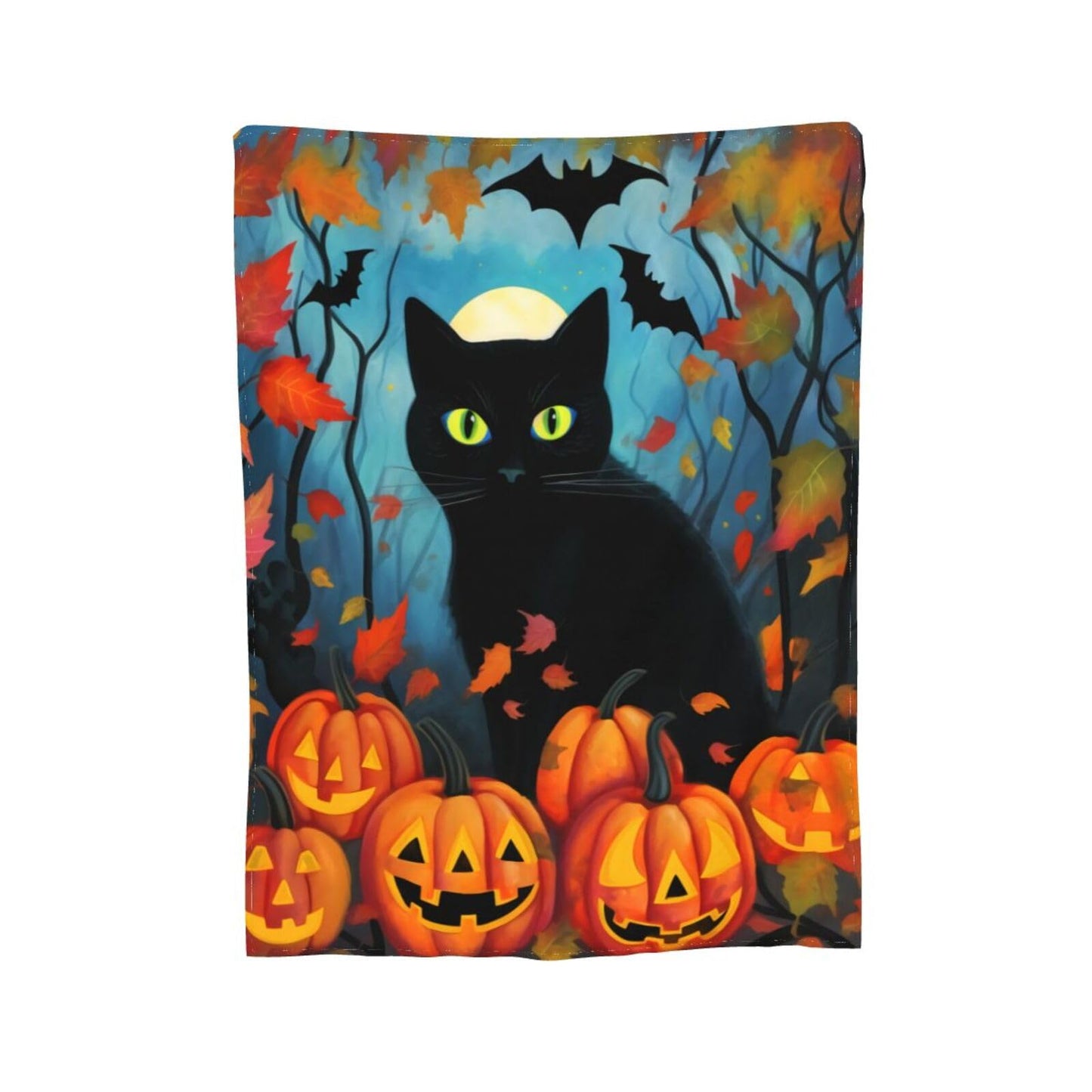 Ouqiuwa Black Cat Throw Blanket Halloween Pumpkin Plush Microfiber Flannel Fleece Blanket 50"x40" for Bed Sofa Couch Camping Travel