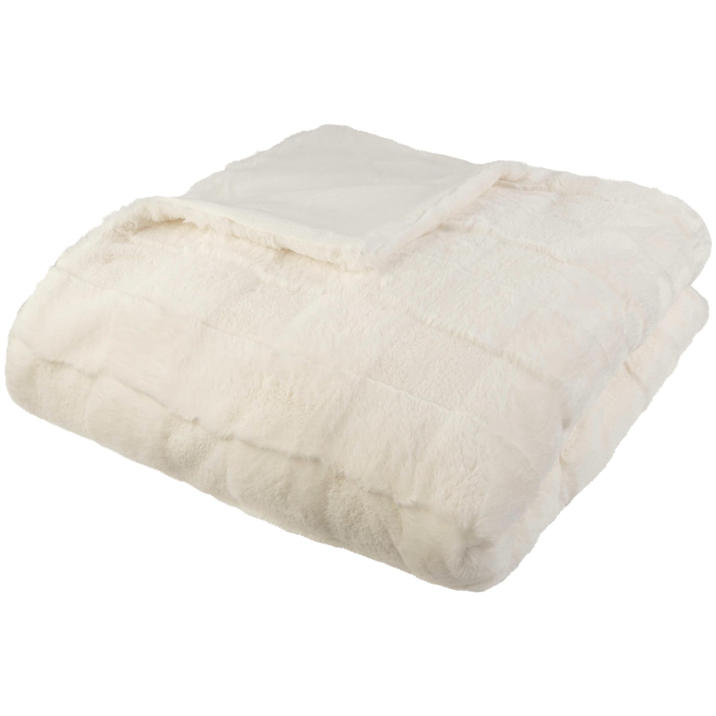 Lavish Home Faux Fur Blanket - 60x80-Inch Queen Size Throw Blanket with Plush Faux Fur Front and Mink Back - Bedding for Sofas and Beds (Cream)
