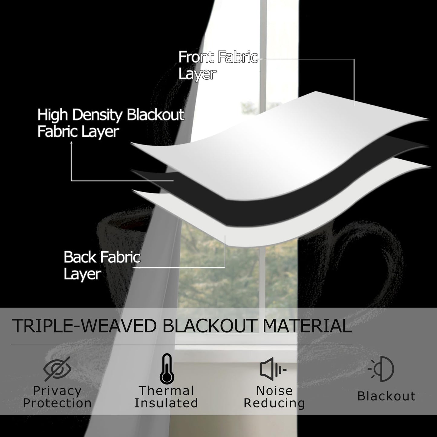 Solvivae Coffee Curtains Blackout, Room Darkening Thermal Insulated Grommet Drapes for Bedroom Living Room, Vintage Coffee Cup Patterned Window Treatments, 96 Inch Curtains 2 Panel Set