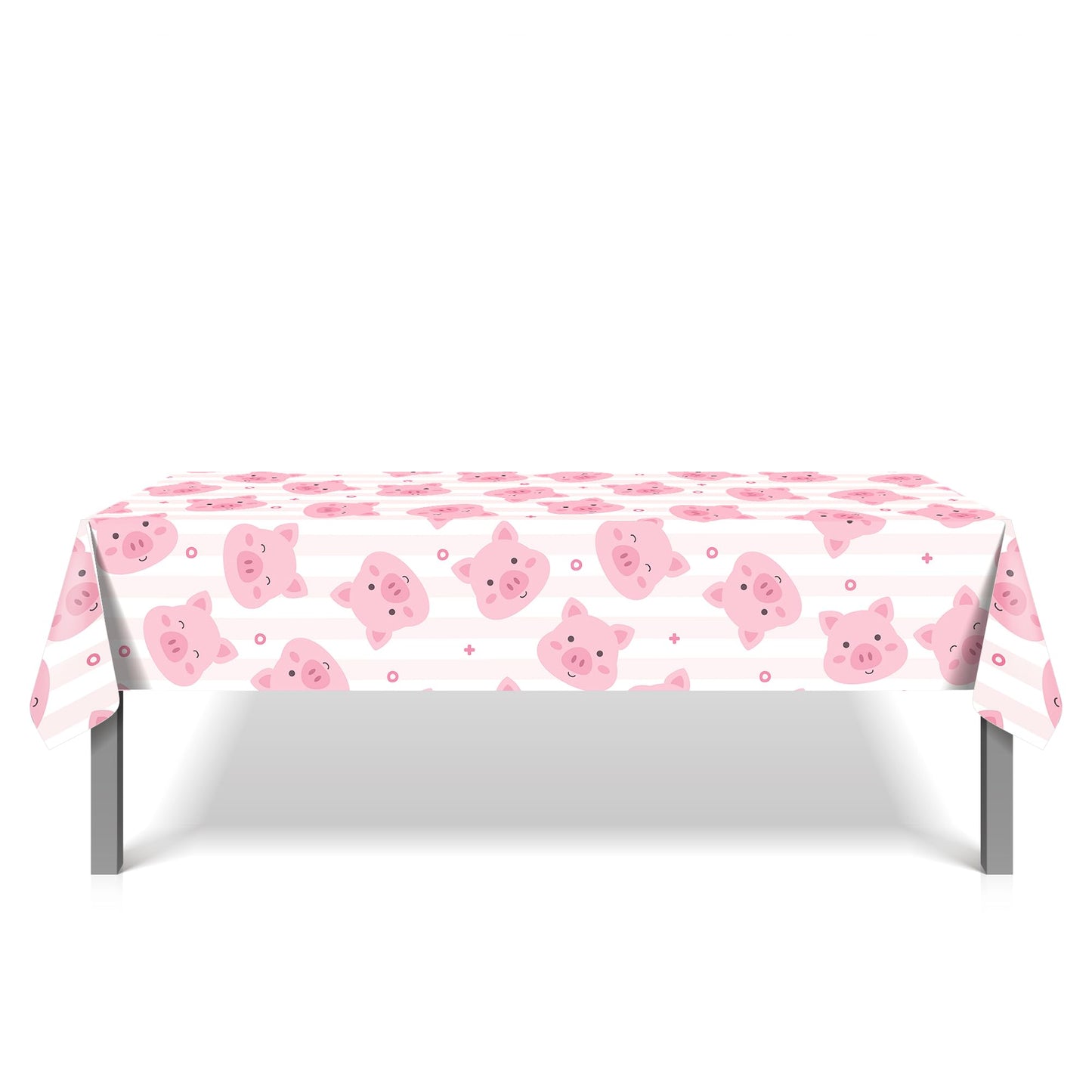 CC HOME 1Pc Pink Pig Party Plastic Tablecloth 54 x 87 Inch Farm Animal Long Rectangular Table Cover for Buffet, Cute Piggy Baby Shower Party Holiday Dinner, Picnic Tablecloth for Kitchen Event Use