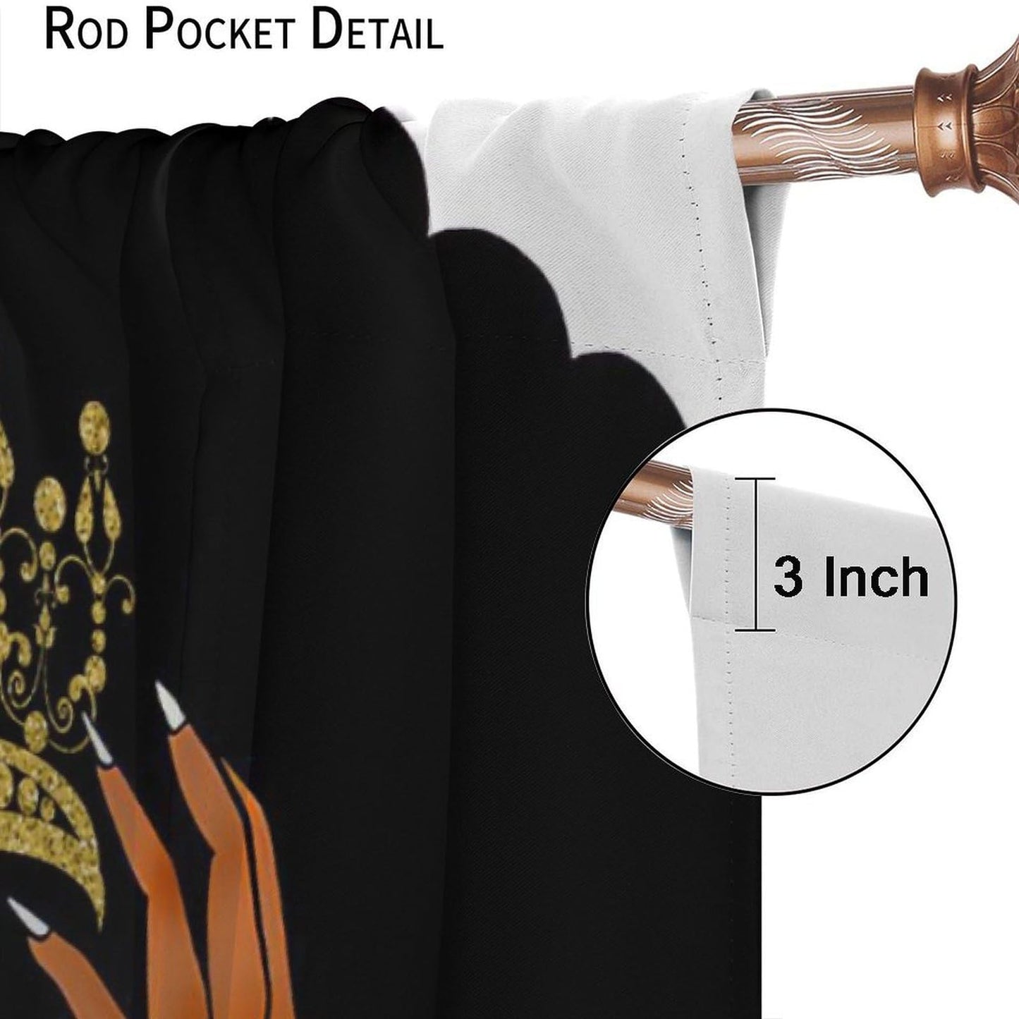 Yearn Jear Black Girl Curtains Queen African American for Women Black Art American Afro Girl Printed Living Room Window Drapes 2 Panel 43x45in Decor