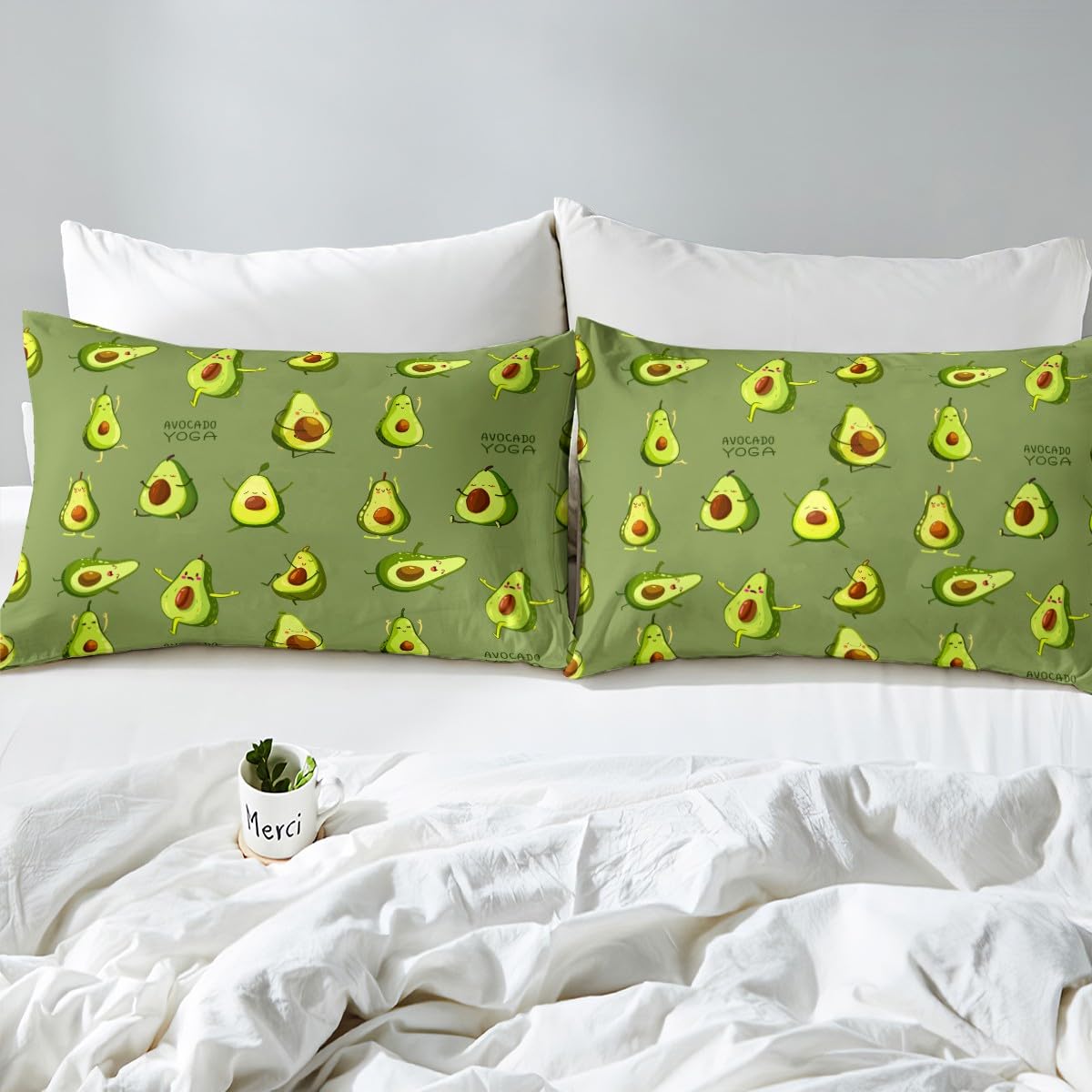Castle Fairy Cute Avocado Sheet Sets Twin Size,Kids Girls Yoga Dance Gymnastics Bedding Sheets 3pcs Teens Women Room Decor,Dark Green Bed Sheet Fitness Sports Fitted Sheet+Flat Sheet+1 Pillowcase