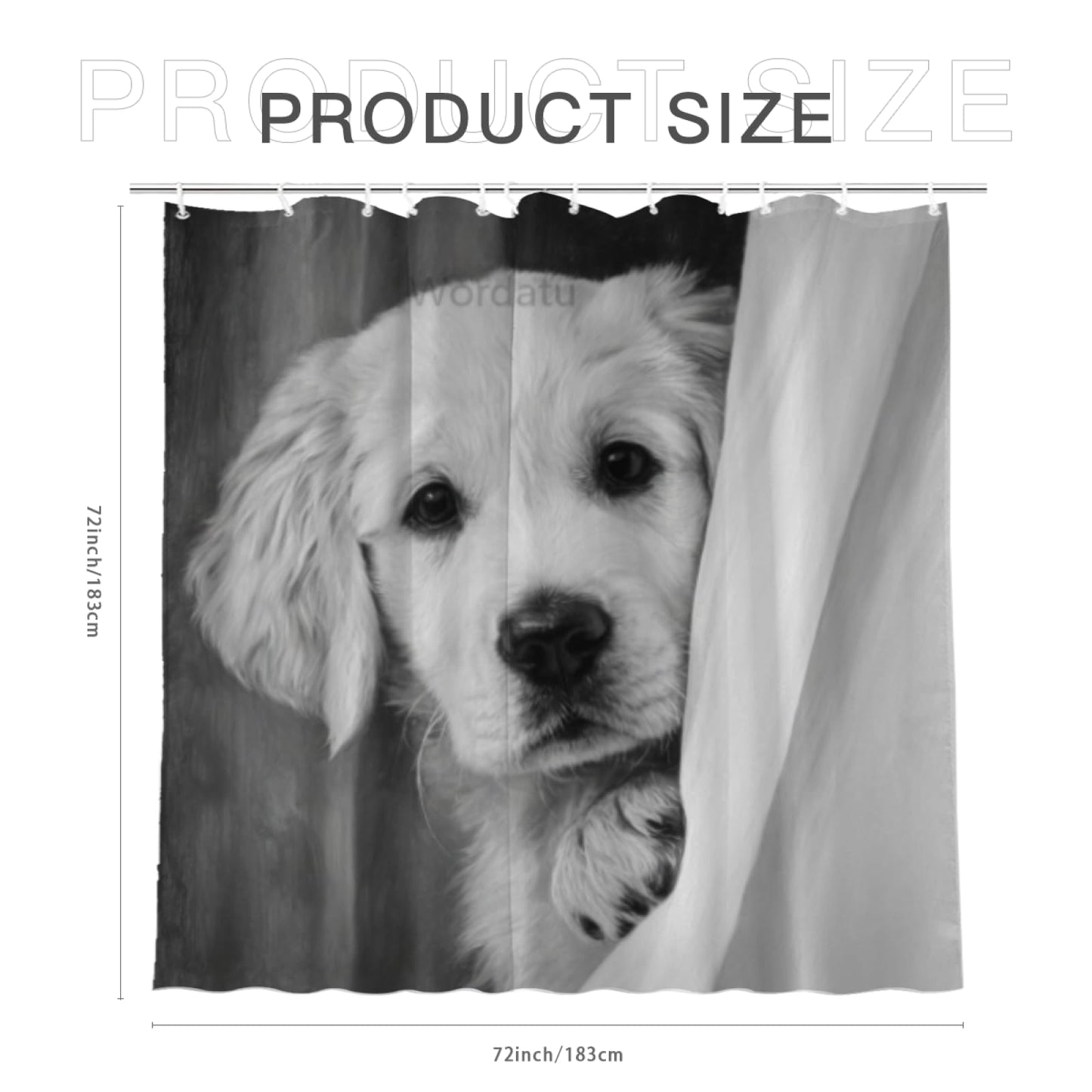 Wordatu Golden Retriever Shower Curtain Funny are You Pooping Black and White Bath Curtain Bathroom Decor Animal Toilet Decor Water Resistant Fabric with 12 Hooks 72x72