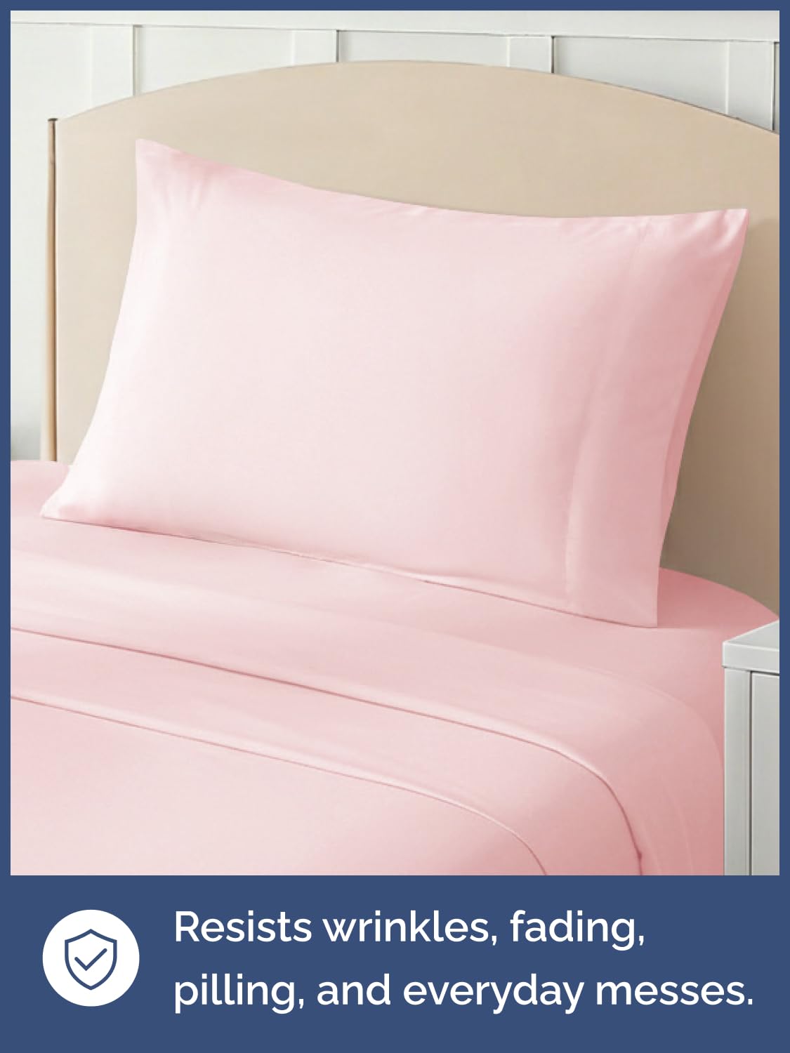 Kids Twin Size Bed Sheet Set - 3 Piece Kids Loft Bed Sheets - Solid Pink Themed Bedding - Soft, Cute and Cozy - Breathable and Machine Washable - Bedding for Boys, Girls, Teens & Toddlers - Oeko-Tex
