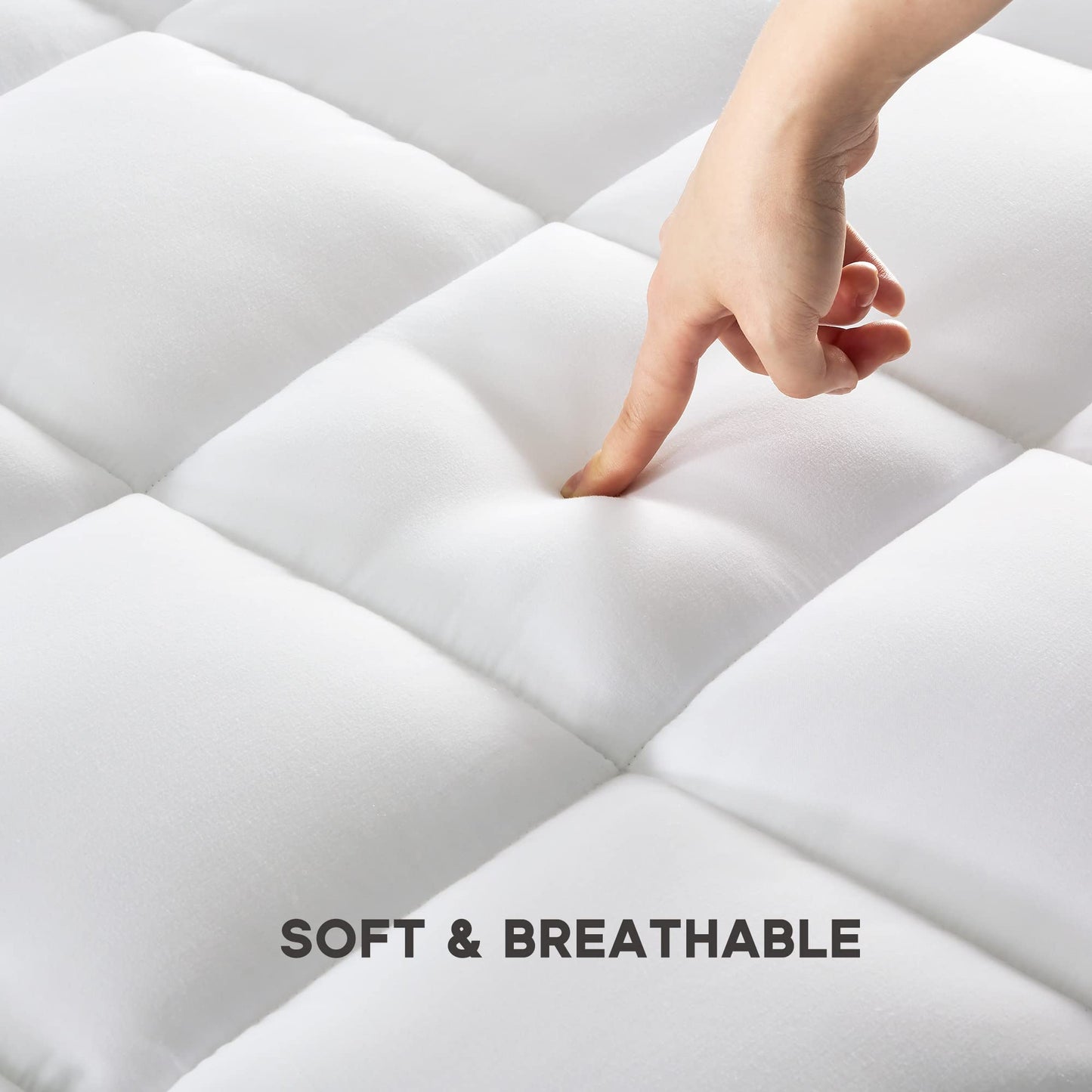Sonive Twin Mattress Protector, Mattress Topper up to 21 Inches Deep Pocket, Cozy Mattress Pad Microfiber Fitted Mattress Breathable Mattress Cover Machine Washable White