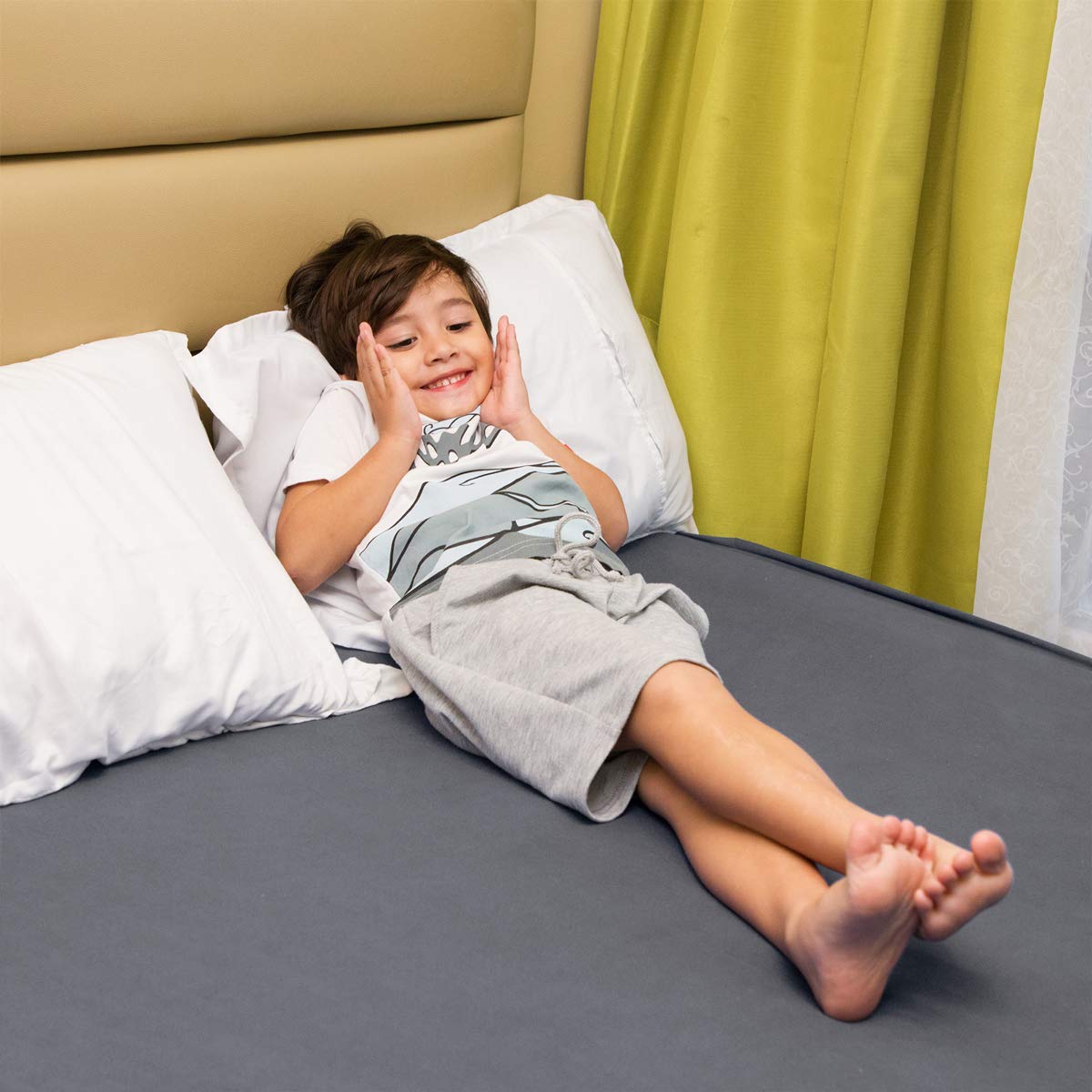 Fitted Sheet- COSMOPLUS Queen Fitted Sheet Only（No Flat Sheet or Pillow Shams）,4 Way Stretch Micro-Knit,Snug Fit,Wrinkle Free,for Standard Mattress and Air Bed Mattress from 8” Up to 14”,Gray