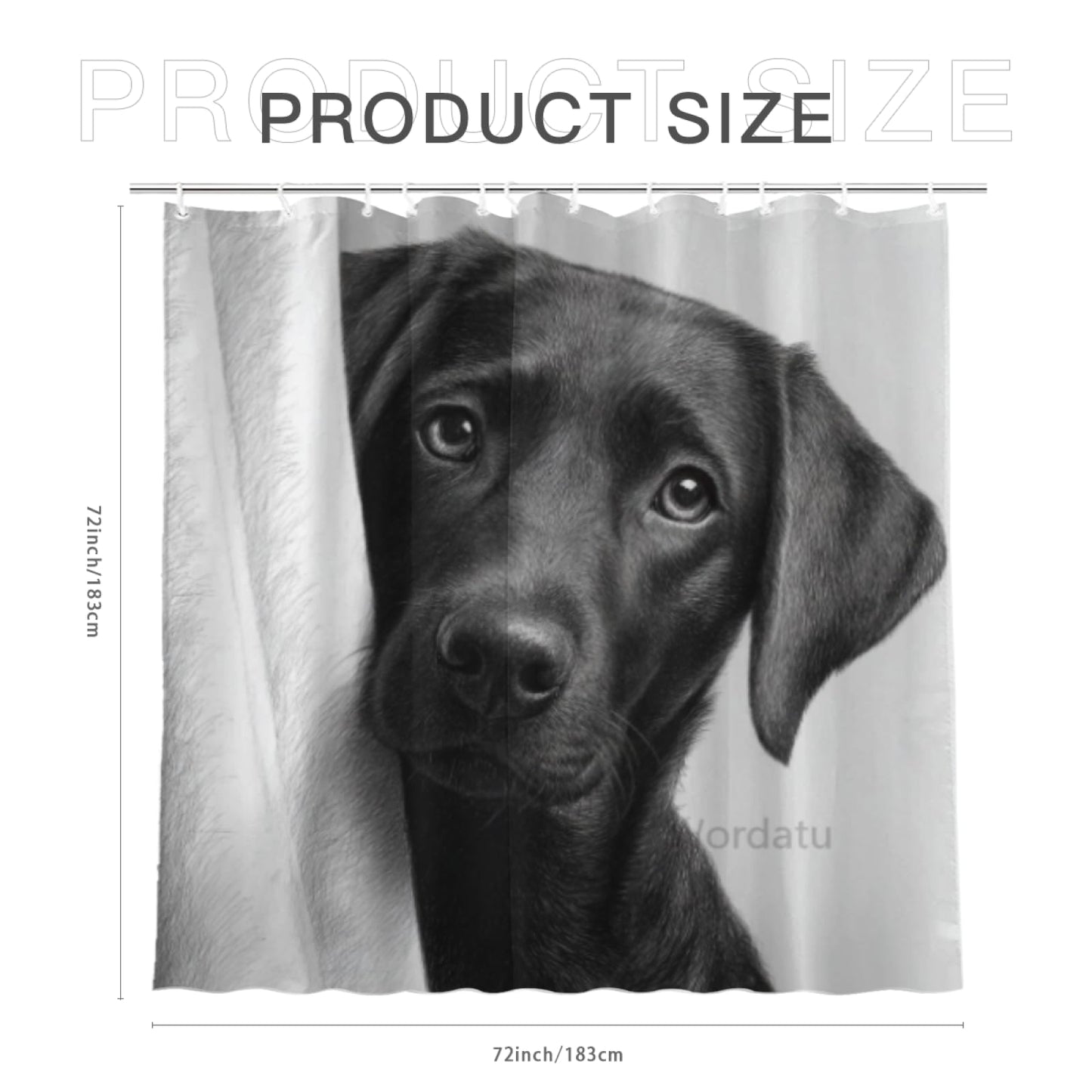 Wordatu Black Labrador Dog Shower Curtain Bathroom Set 72x72 Inches Taking a Bubble Bath Animal Bath Animal Pet Dog Art Home Decor 12 Hooks