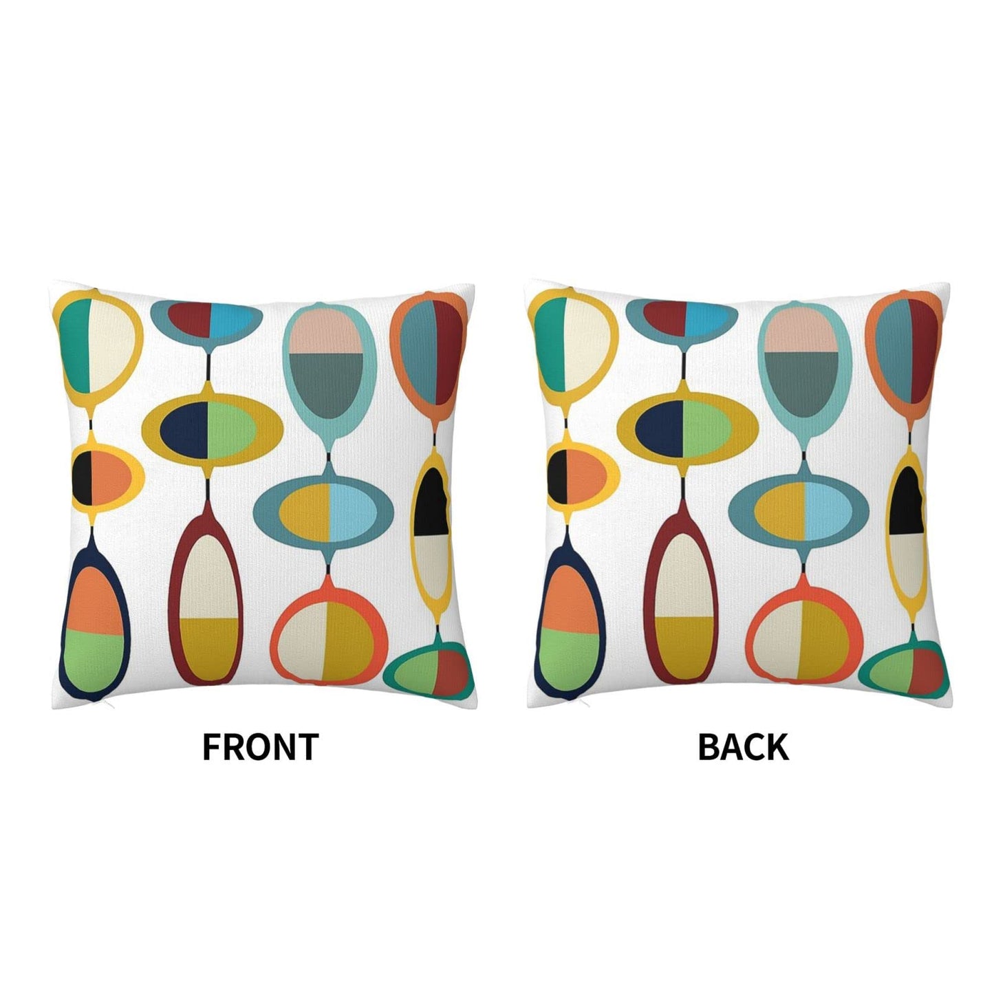 HANGWWZQ Mid Century Modern Square Pillow Case Throw Pillow Covers Decorative Pillowcase Cushion Cover with Car Couch Sofa Chair Bed Living Room 18x18 Inch