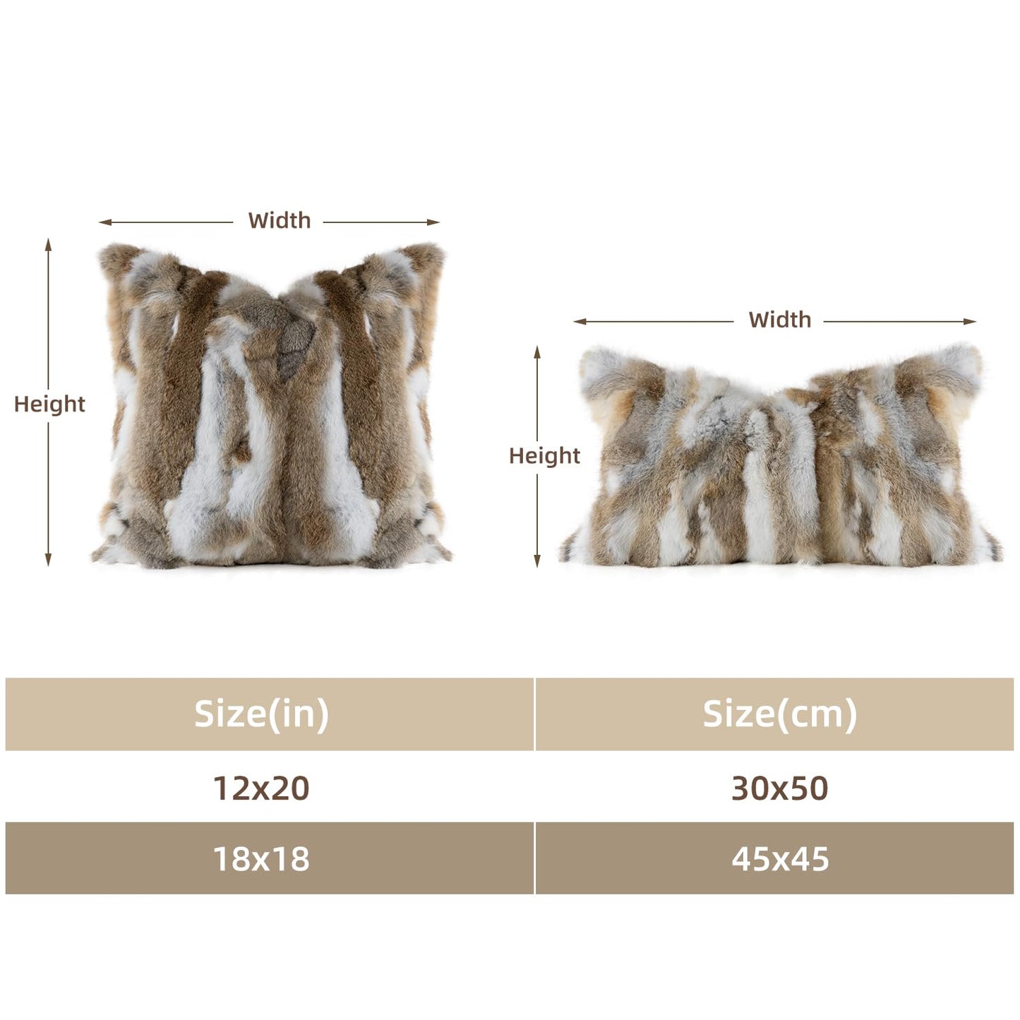 ROSE FEATHER Genuine Rabbit Fur Pillow Covers Set of 2,Luxury Decorative Throw Pillowcases Fluffy Animal Skin Accents Bolster Cushion Cover for Couch Sofa Bedroom Living Room Home,18x18 inch,Yellow