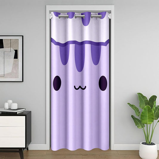 Feelyou Cute Cartoon Cat Door Curtain for Doorway Privacy Purple Cat Closet Cover Kawaii Animal Room Divider Curtain 52" x 84" Animal Theme Bedroom Living Room Window Treatments