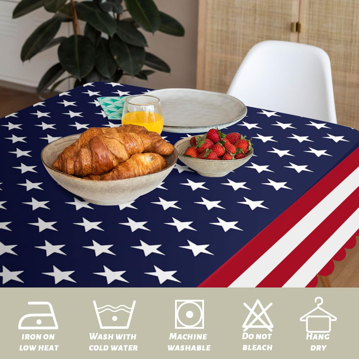 XYJFZL 4th of July Decorative Rectangle Tablecloth American Flag Patriotic Party Rectangle Tablecloth Picnic Table Cover BBQ Table Cloths Polyester for Kitchen Coffee 52 x 70 Inch 4-6 Seats