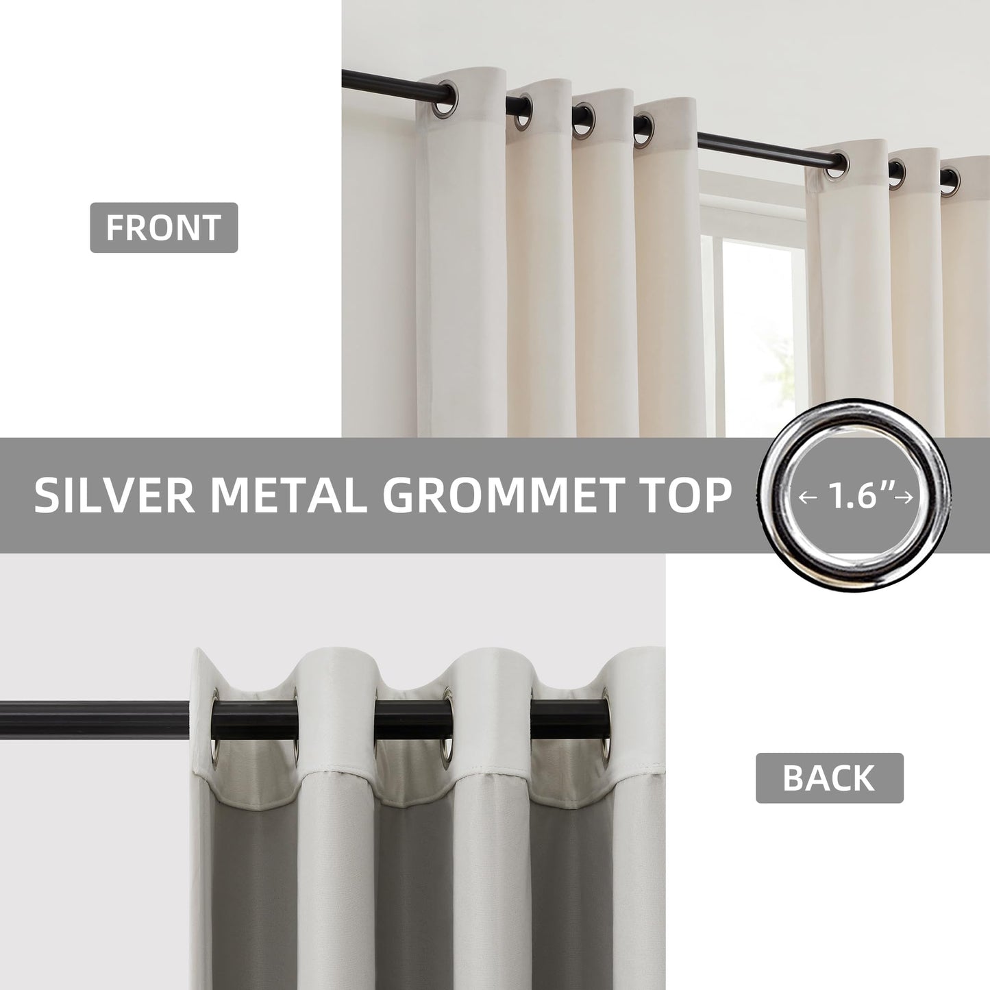BULBUL Ivory 100% Full Blackout Velvet Curtains,120 inches Long Cream Olive Green Modern Liner Curtains Thermal Drapes Panels for Living Room Bedroom Grommet Set of 2