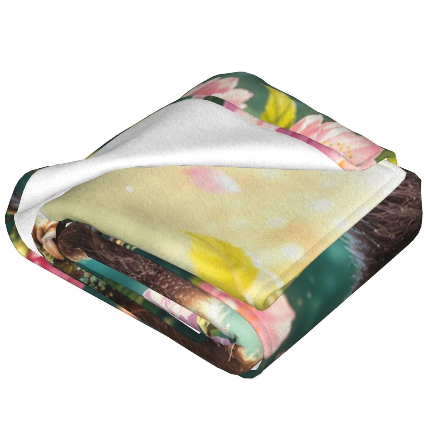 TZJCCMAY Cute Sloth Blanket for Kids Women Adults, Floral Animal Lovers Throw Blankets, Soft Lightweight Fleece for Bed Sofa Home Living Room Decor, Birthday Gifts, 50x60in
