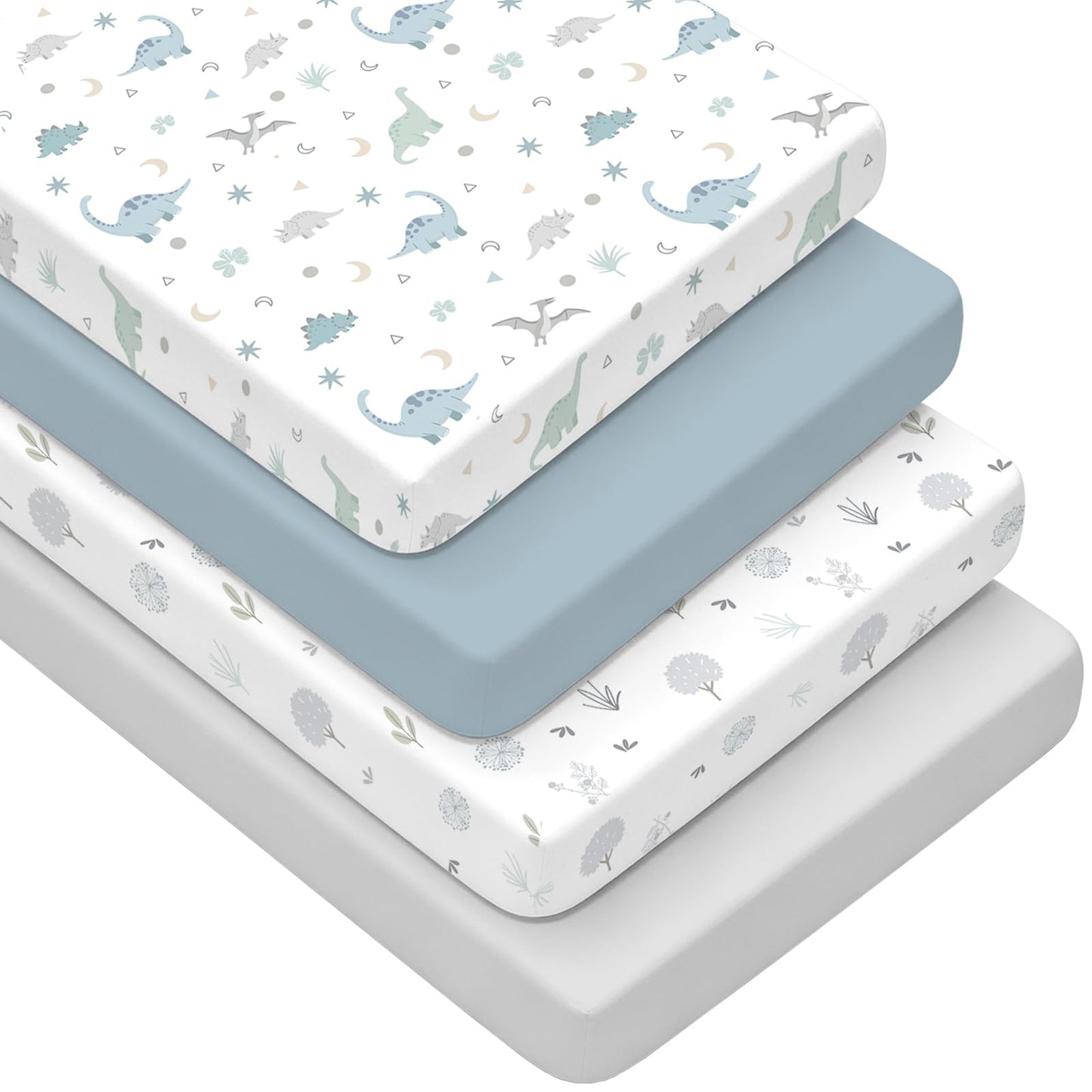 4 Pack Baby Crib Sheets for Boys Girls - Ultra Soft & Skin-Friendly Fitted Crib Sheet for Standard Crib and Toddler Mattress, 52"x28"(Teal)
