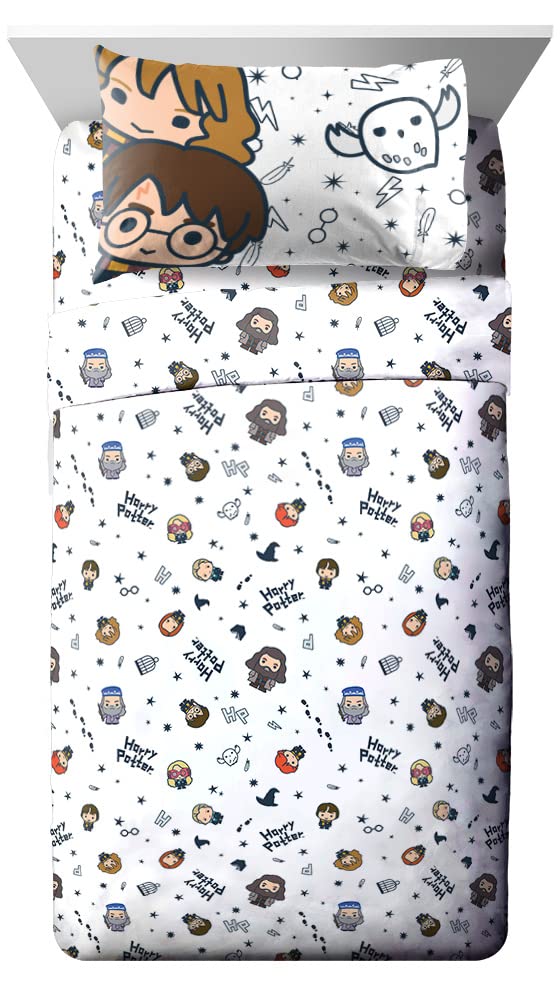 Jay Franco Harry Potter Charms 5 Piece Twin Bed Set - Bedding Features Harry, Ron, Hermoine, & Luna - (Official Harry Potter Product)