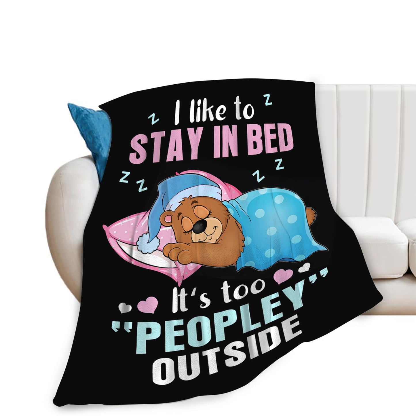 Funny Bear Throw Blanket Bear Gifts for Girls Boys Women Men Kids Adults Soft Flannel Fleece Blanket for Couch Sofa Bed Home Decor 40"x50"