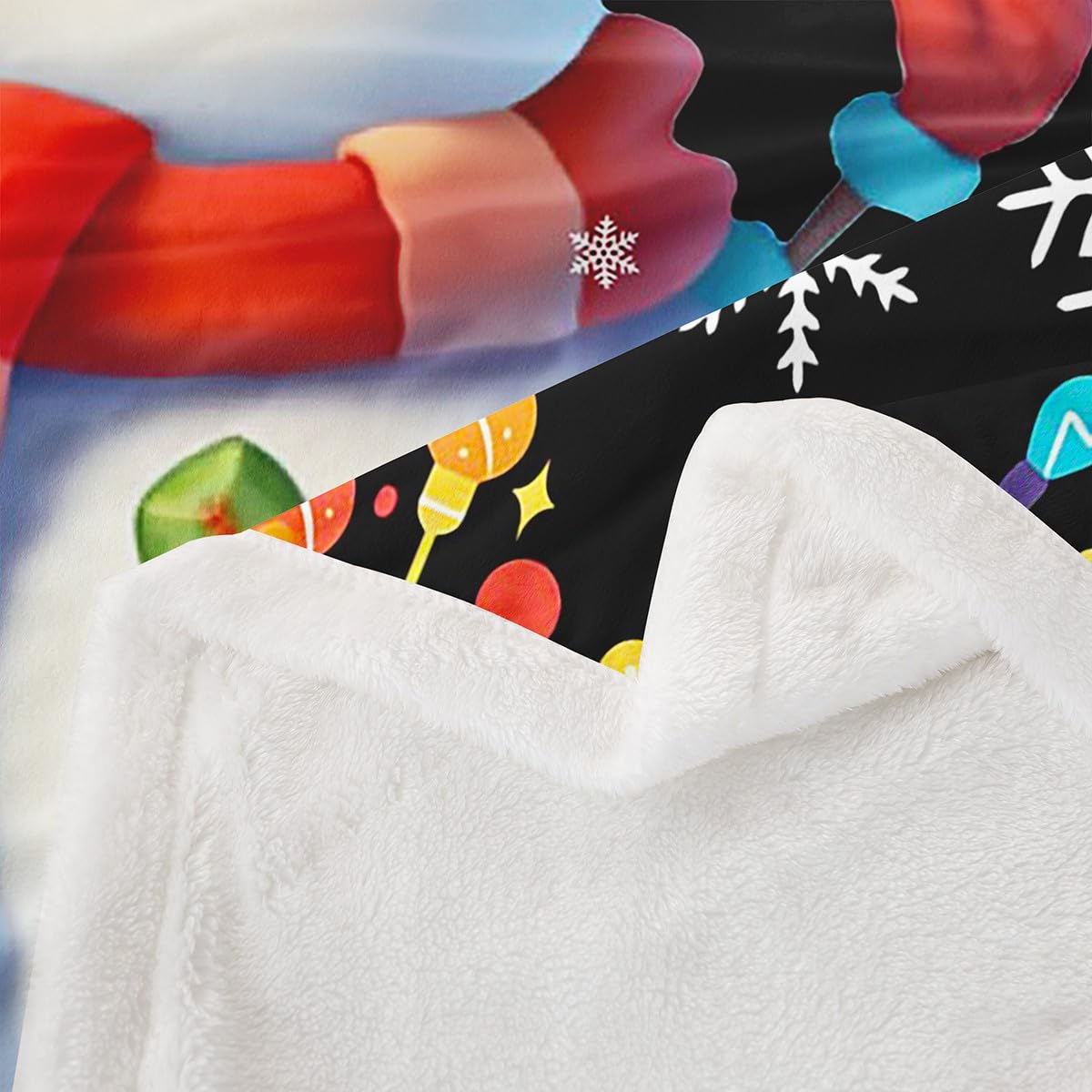 Erosebridal Kids Merry Christmas Throw Blanket Baby 30"X40" Cute Xmas Decor Sherpa Blanket with Kawaii Snowman Flannel Blanket for New Year,Snowflake Black Throw Blanket for Kids Boys Teens Bedroom