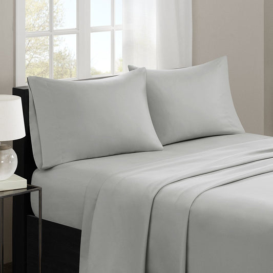 Madison Park 3M smallcell Color Fast, Wrinkle and Stain Resistant, Soft Sheets with 16" Deep Pocket All Season, Cozy Bedding-Set, Matching Pillow Case, Twin, Grey (MP20-2383)
