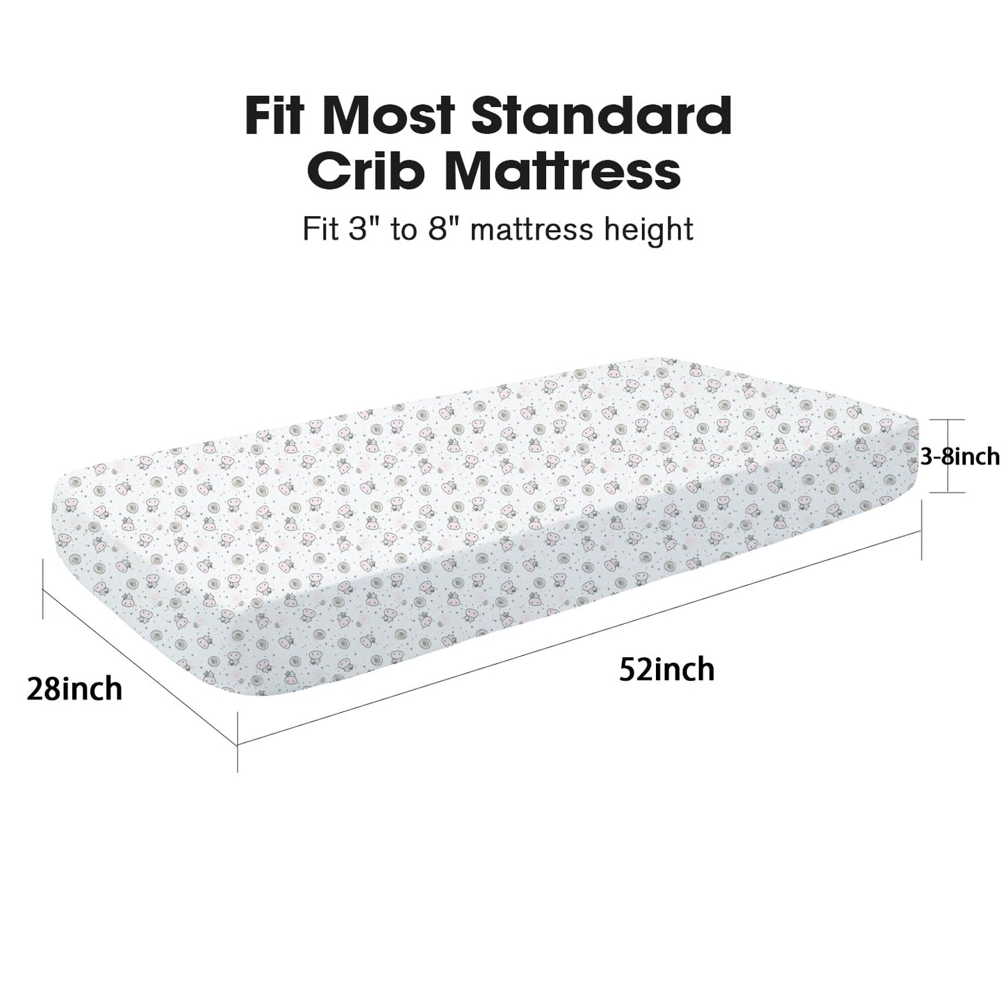 Little Grape Land Crib Sheets 2 Pack for Boys and Girls, Baby Neutral Crib Fitted Sheets for Standard Crib & Toddler Mattress, Super Soft Breathable Fitted Crib Sheet Set, Flying Cow