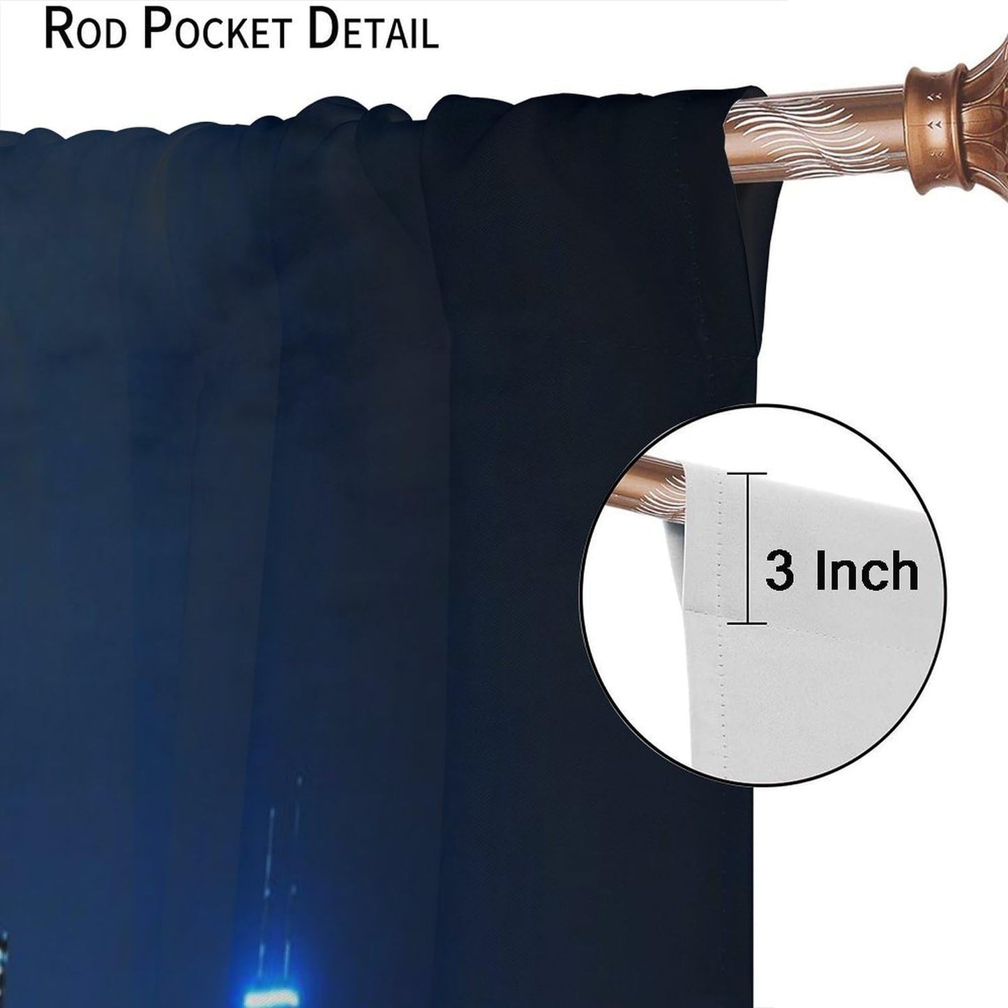AAVEUP New York Night Curtains, 3D Ocean Manhattan City Architecture Neon Light Scenery Decor Window Treatments, Thermally Insulated Rod Pocket Drapes for Boys Girls Bedroom Living Room 42x45in