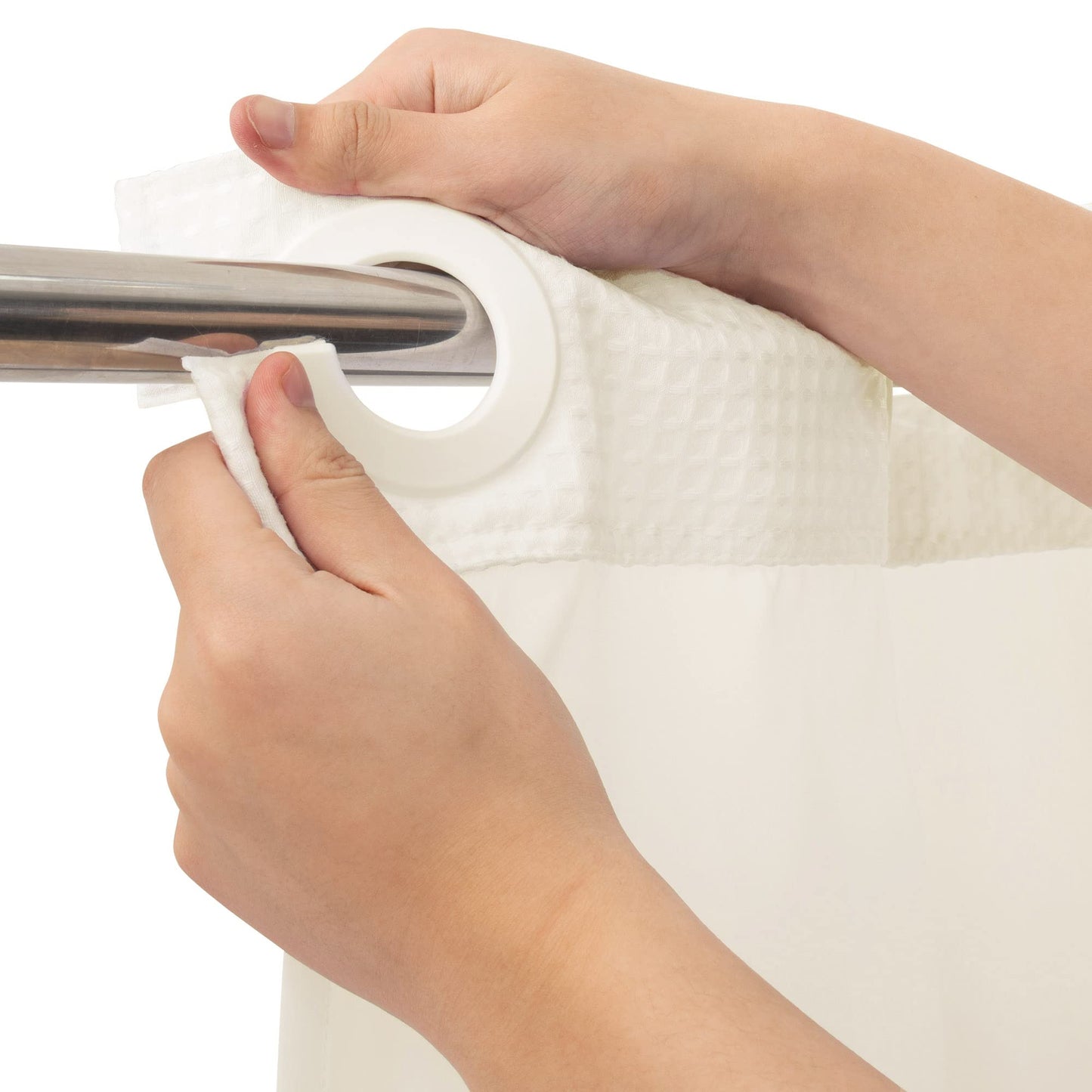 River Dream Heavyweight No Hooks Required Dotted Waffle Weave Shower Curtain with Snap in Liner - 71W x 74H,Hotel Grade,Spa Like Bath Curtain,Cream