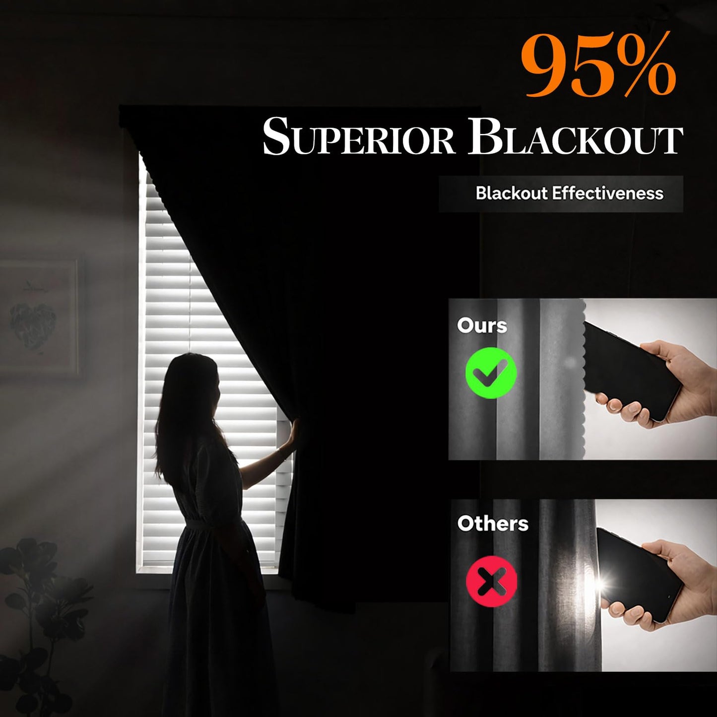 Jilron Magic Tape Stick on Curtains Blackout Curtains for Bedroom no Drillng Self Adhesive Curtain no Rod Small Window (Grey, 35" W x 40" L) 2 Panels