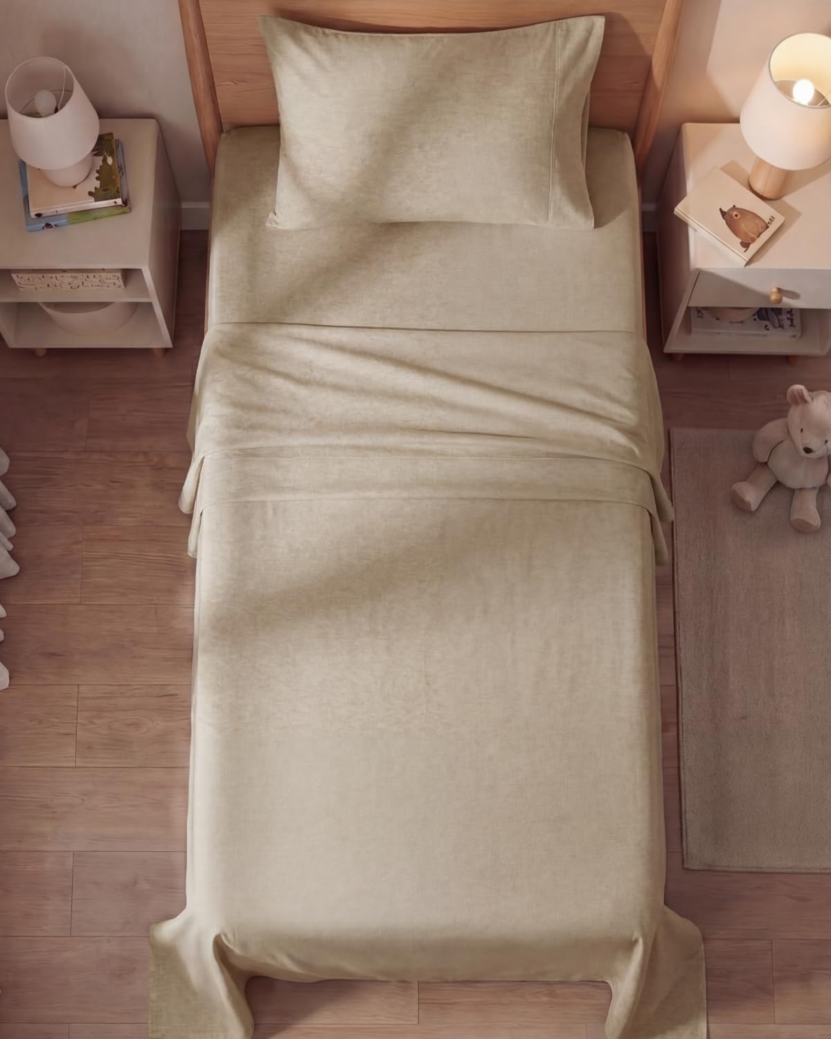 Twin Size 3 Piece Sheet Set - Comfy Breathable & Cooling Sheets - Hotel Luxury Bed Sheets for Women & Men - Deep Pockets, Easy-Fit, Soft & Wrinkle Free Sheets - Heathered Beige Oeko-Tex Bed Sheet Set