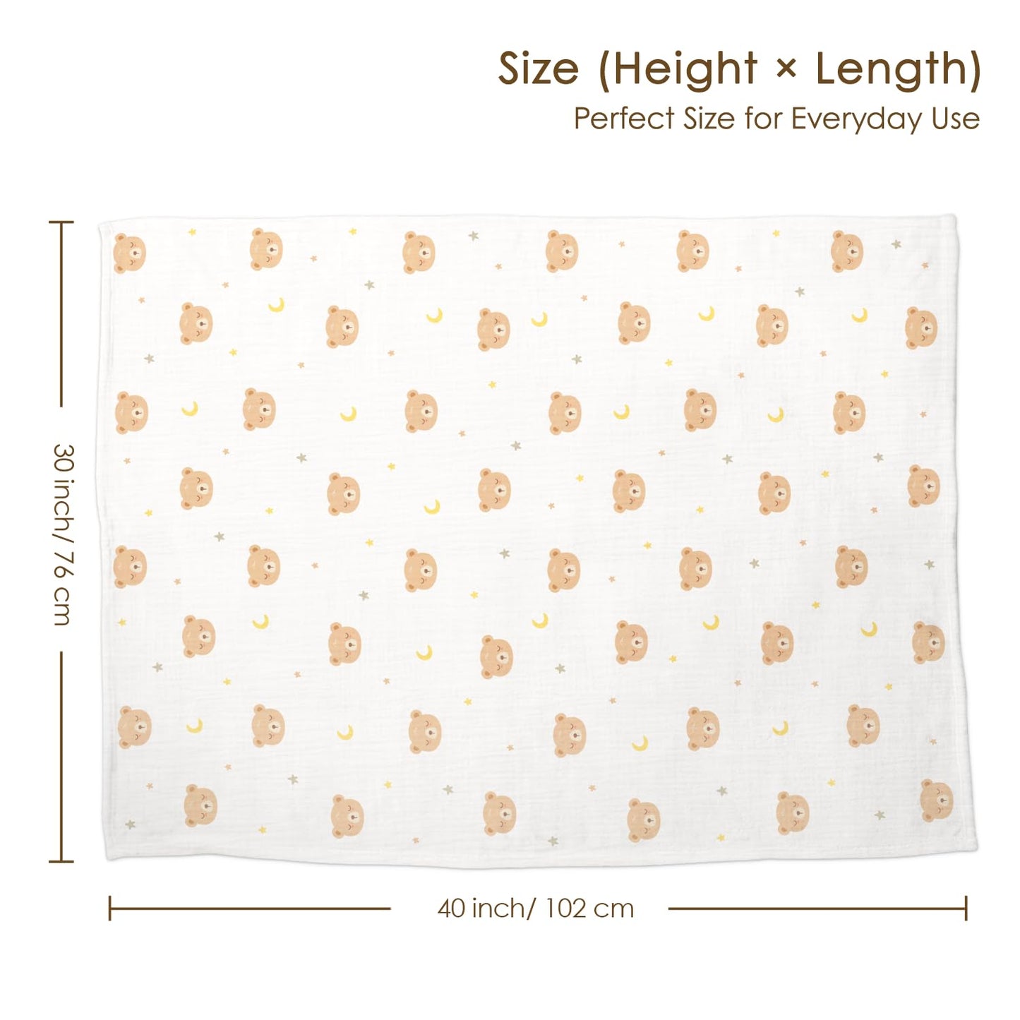 Bear Baby Blankets for Boys Girls, Soft Nursery Minky Blankets with Muslin and Dotted Fleece Back 30x40 inches, Receiving Bed Quilt for Newborn, Infants, Toddlers