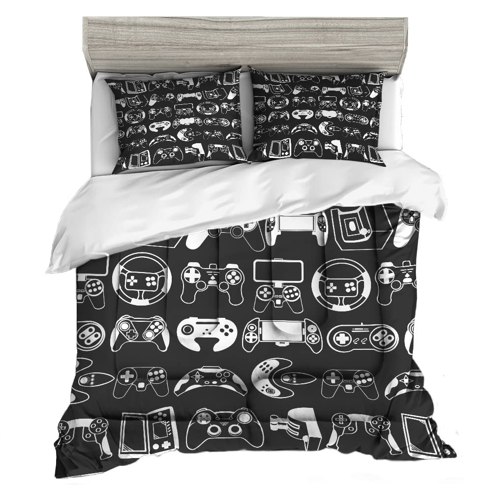 Sunnycitron Kids Comforter Sets Gamer Bedding Sets for Boys Teens Gaming Twin Bed Game Controller Room Decor,1 Comforter 2Pillowcase