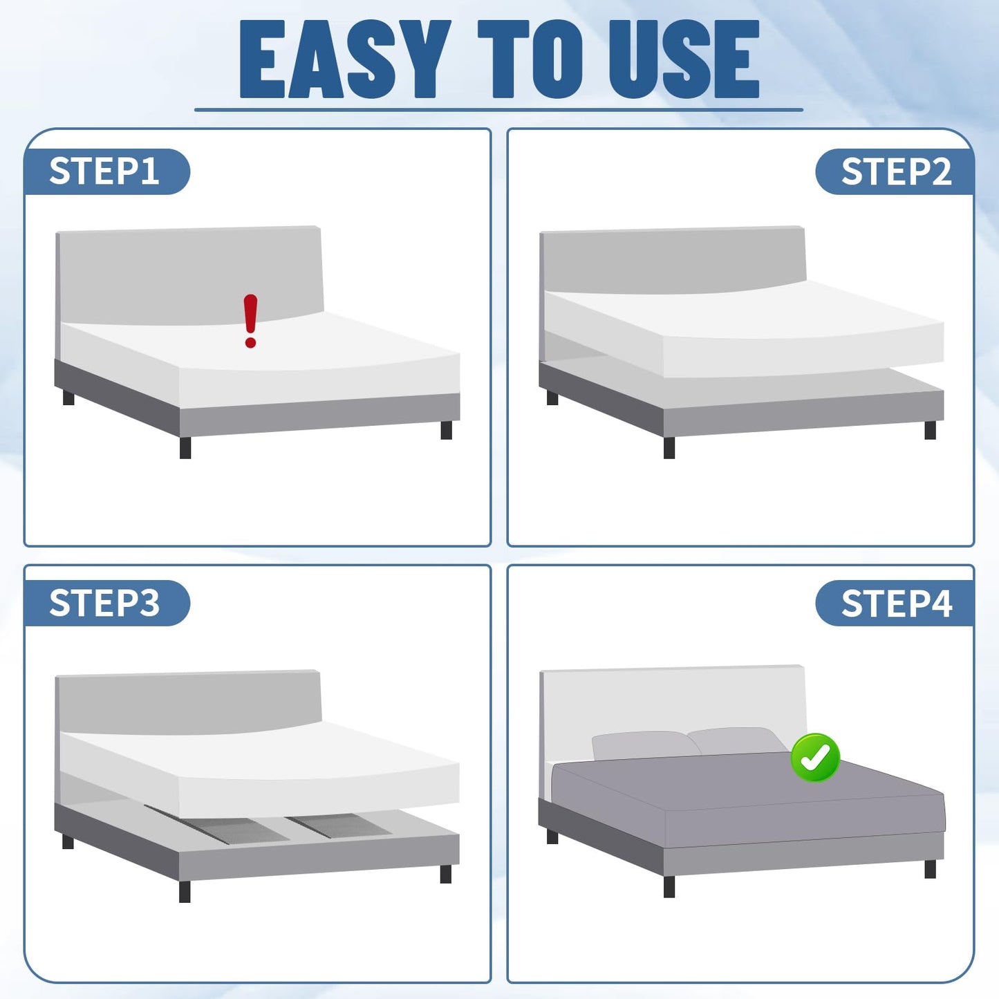 Geelin 2 Pcs Sagging Mattress Support Pads, High Density Foam Mattress Dip Fixer for Under Bed Support, 47"x25"x2" Targeted Firming Insert for Sinking Bed, Sofa Cushion Repair