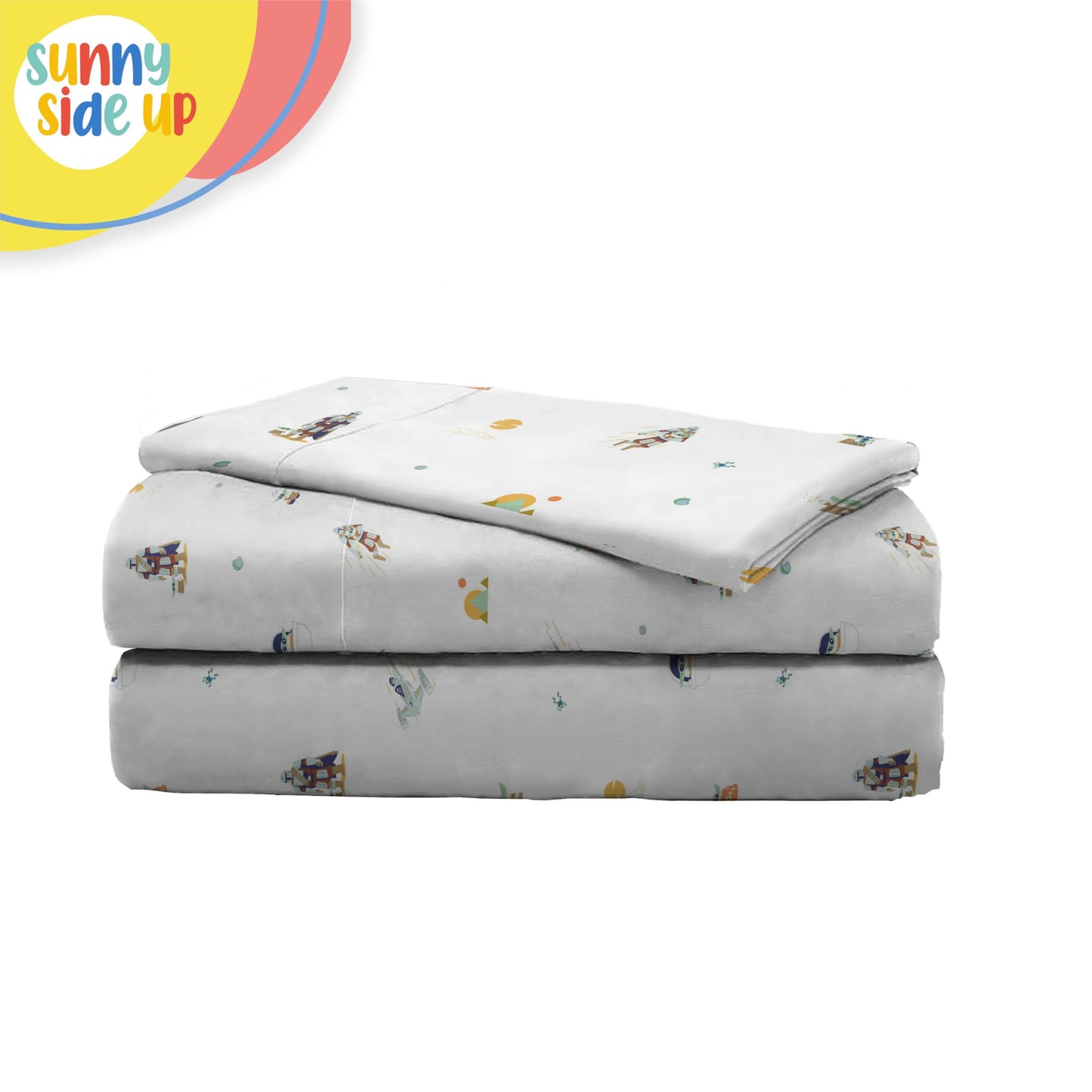 Sunny Side Up Kids Sheet Set with Fitted, Flat Sheets & Pillow Cover - Ultra-Soft Bedding with Pillowcase for Room Decor, White - Star Wars Mandalorian, 3 Piece Twin