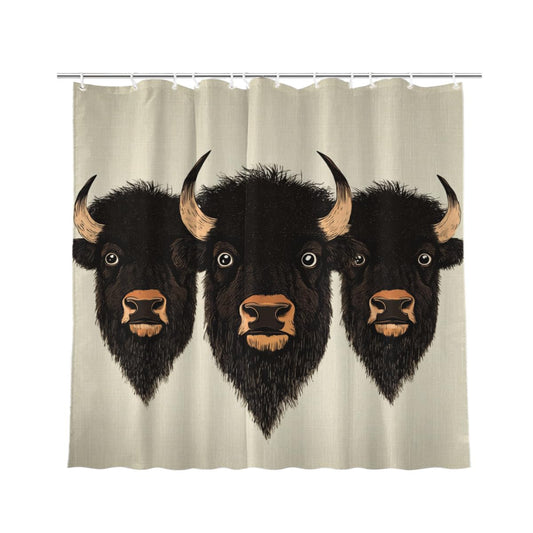 KEEPAEON Funny Bison Bath Shower Curtain, Bathroom Curtain Washable Cloth Kids Shower Curtain Sets with 12 Hooks for Bathroom Decor, 72"x72"