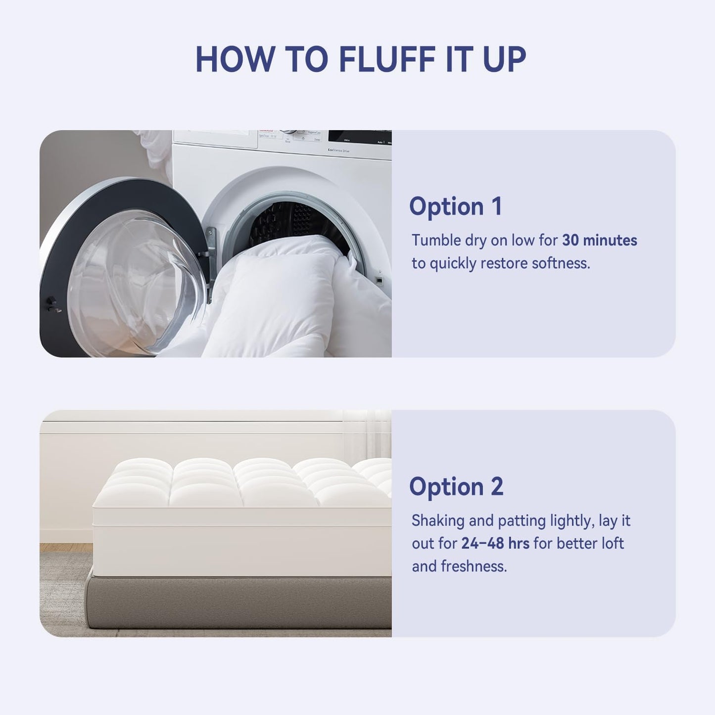 ELEMUSE Queen Mattress Topper for Back Pain, Extra Thick Mattress Pad Cover, Plush Soft Pillowtop with Elastic Deep Pocket, Overfilled Down Alternative Filling