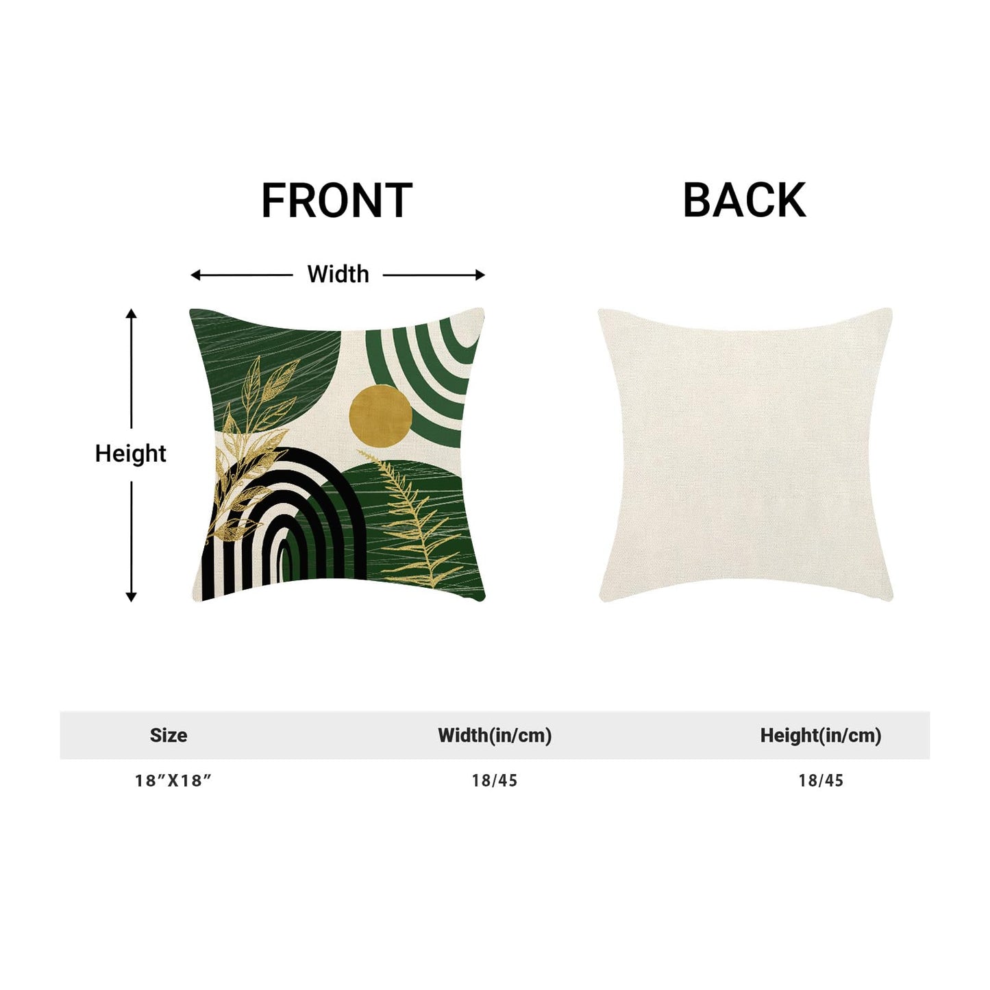 Boho Pillow Covers 18x18 Set Of Mid Century Green And Gold Leaf Art Line Throw Pillow Covers Outdoor Abstract Modern Bohemian Decor Farmhouse Linen Decorative Cushion Cover for Home Sofa Couch