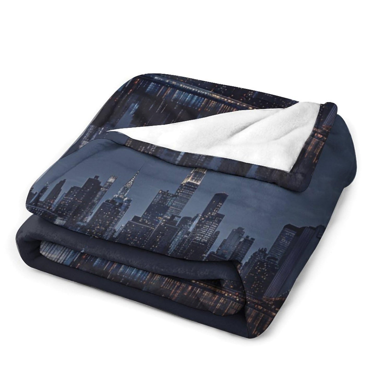 TOWINSFB Night City Scenery Flannel Throw Blanket, Soft Lightweight Cozy Warm Modern Cityscape River Blanket for Couch Bed Travel- 30"x40"