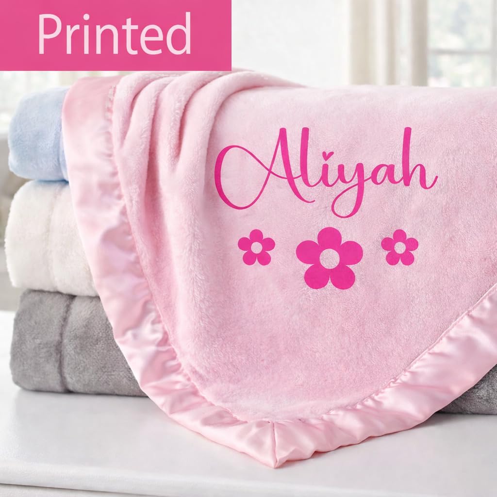 Personalized Baby Blanket for Girls - Newborn or Infant Gift with Name - Personalized Baby Blankets for Girls - Baby Blankets Newborn - Custom Pink Blanket - Custom Baby Blanket