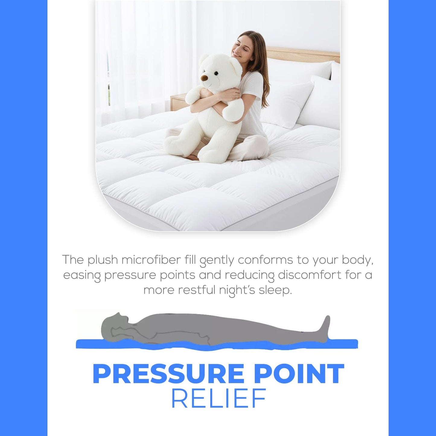 Extra Thick Cooling Mattress Topper – Pain-Reducing Mattress Pad, Soft Quilted Protector, Overfilled Down Alternative, Plush Pillow Top, Queen Mattress Size with Deep Pocket Fits 8–21 Inches