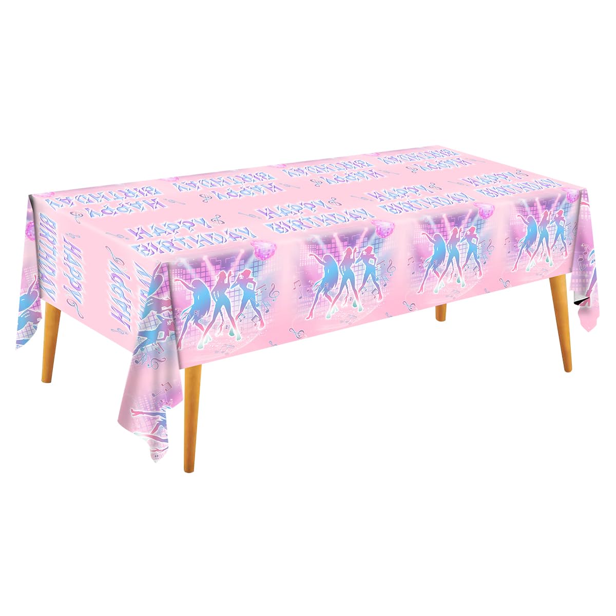 Gilyaoic Disposable Music Party Tablecloth, Plastic Magical Music Themed Disposable Plastic Table Covers, 3 PCS, 108”x54”