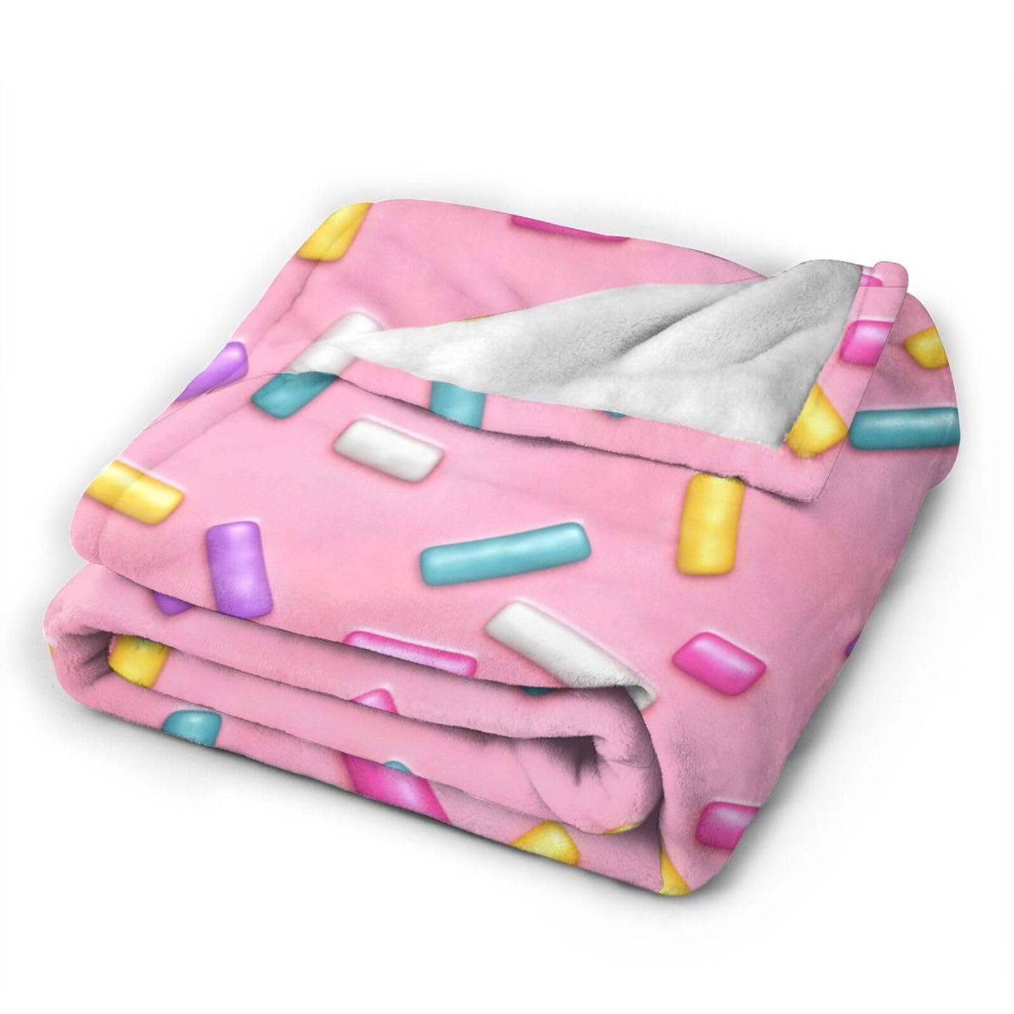 Pink Girly Donut Sprinkles Throw Blanket Super Soft Warm Bed Blankets for Couch Bedroom Sofa Office Car, All Season Cozy Flannel Plush Blanket Gifts for Girls Boys Kids Teens 50"x40"