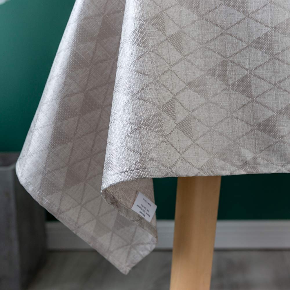 GLORY SEASON Waterproof Oilproof Wipeable Tablecloth Rustic Linen Style Fabric with TPU Vinyl Table Cloth Rectangle Table Cover for Kitchen Dining and Buffet Parties Camping