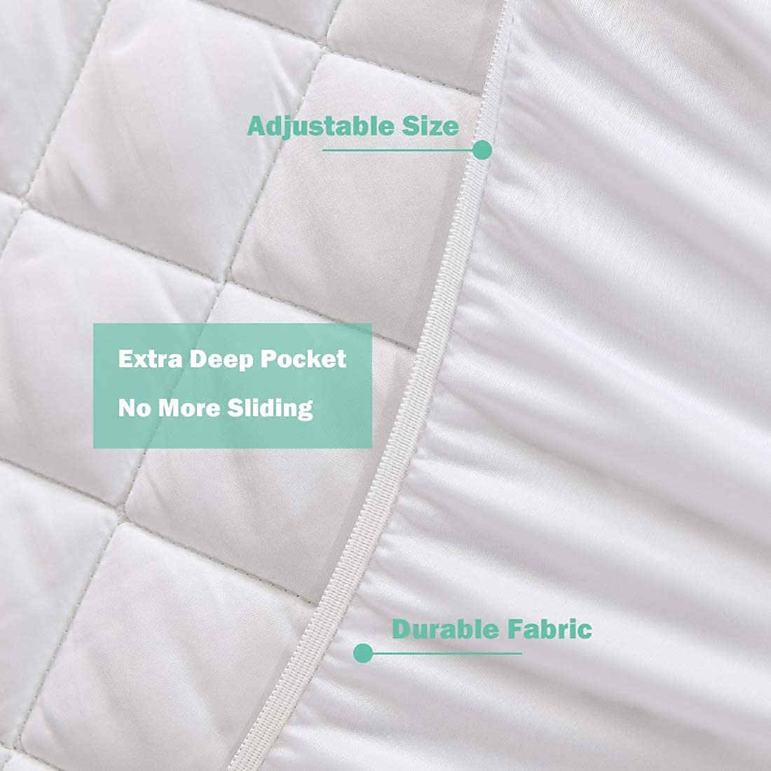 AmigoZone Waterproof Quilted Fitted Mattress Protector Pad Deep Pocket - Elastic Fitted Fluffy Non Noisy Mattress Protector- Extra Deep Packet (Twin, White)
