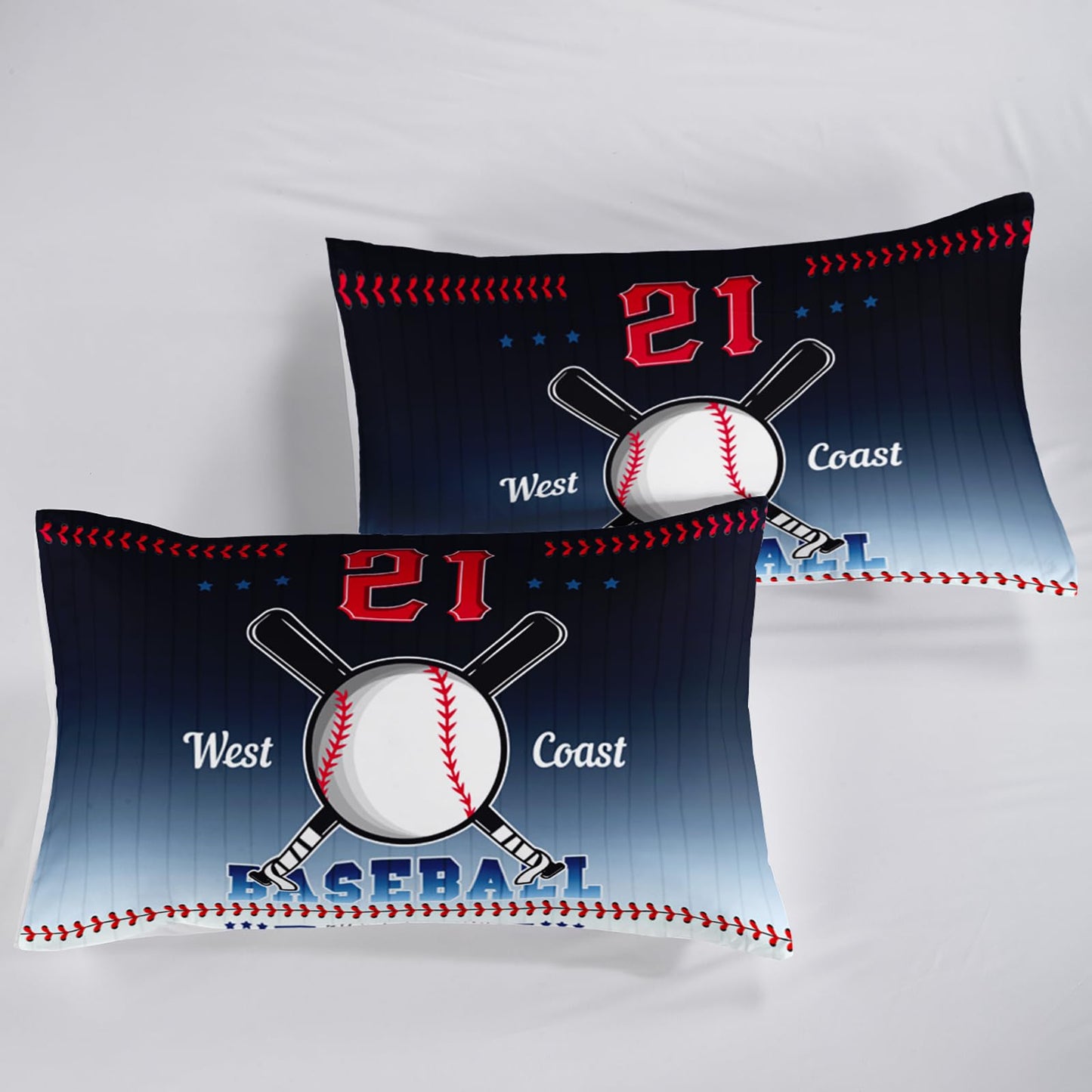 QOOMO Baseball Kids Bed Sheets Full Size,Ball Game Print Bedding Sheet Set,4Pcs Sports Deep Pocket Bed Sets with 1 Fitted Sheet 1 Flat Sheet 2 Pillowcases for Boys Girls Teens